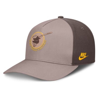 San Diego Padres Nike Cooperstown Rise A-Frame Adjustable Hat - Light Brown/Brown