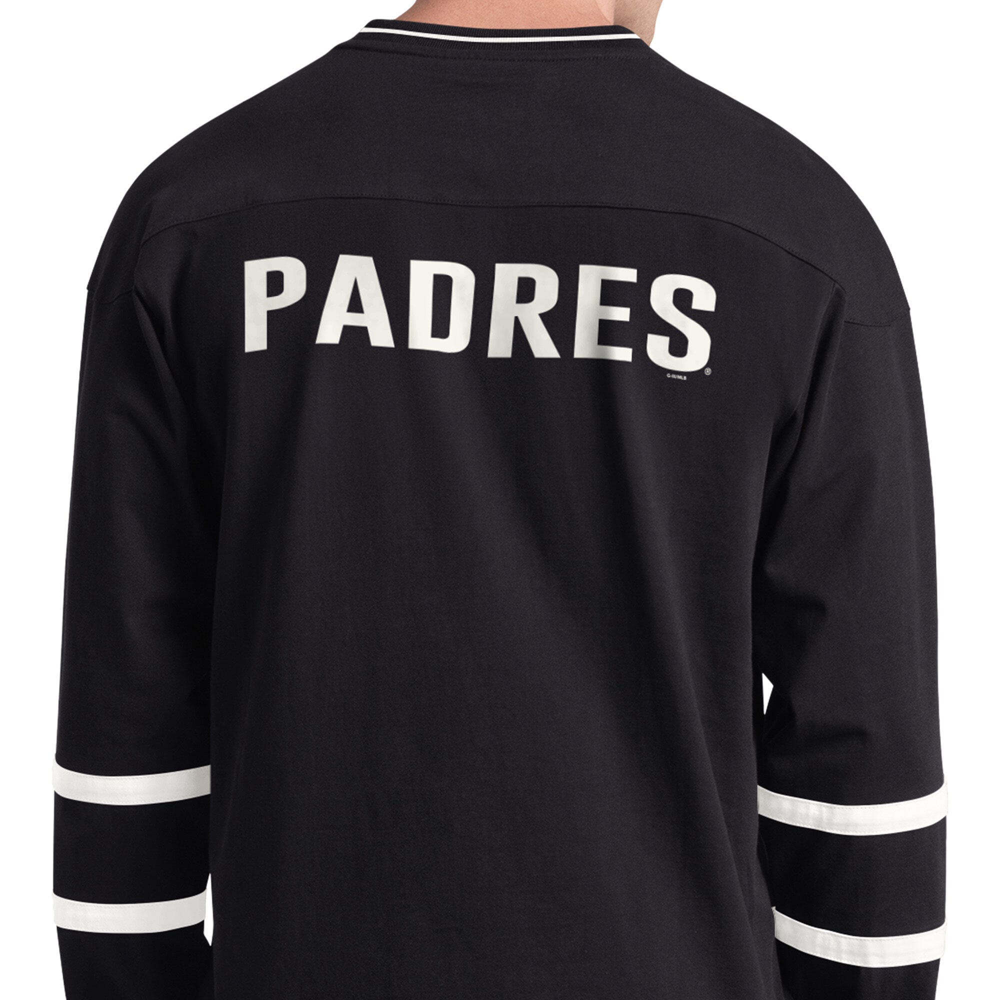 T-shirt à manches longues et col en V Starter noir pour homme, San Diego Padres Line Up