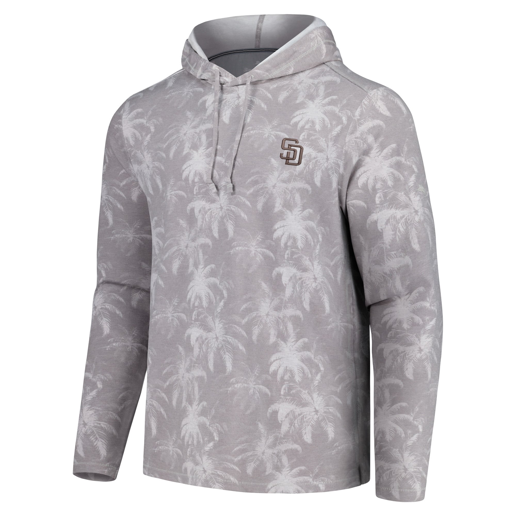 T-shirt à capuche manches longues Tommy Bahama pour hommes, gris, San Diego Padres Palm Frenzy