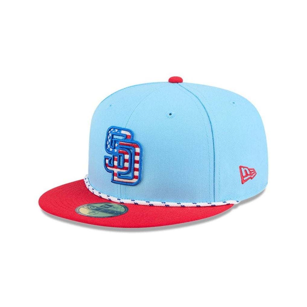New era 青 パドレス キャップ ニューエラ パドレス July 4th 2025 独立記念日 59FIFTY オンフィールド キャップ 帽子 ライトブルー