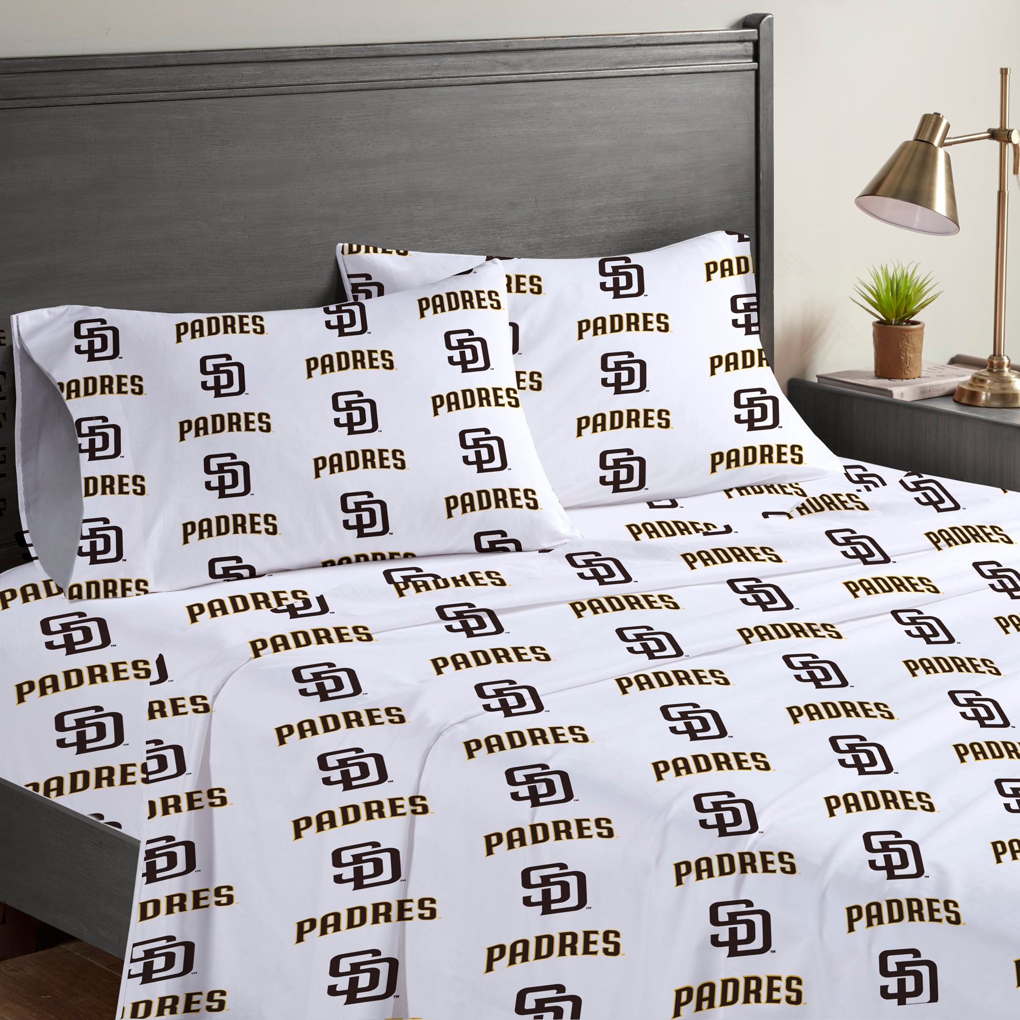 Ensemble de draps quatre pièces Pegasus San Diego Padres pour lit queen