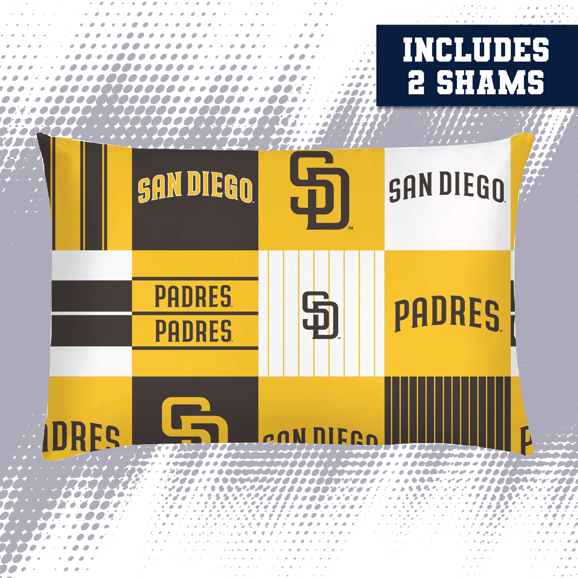 Pegasus San Diego Padres Patchwork Plaid Three-Piece Full/Queen Bed in a Bag Set
