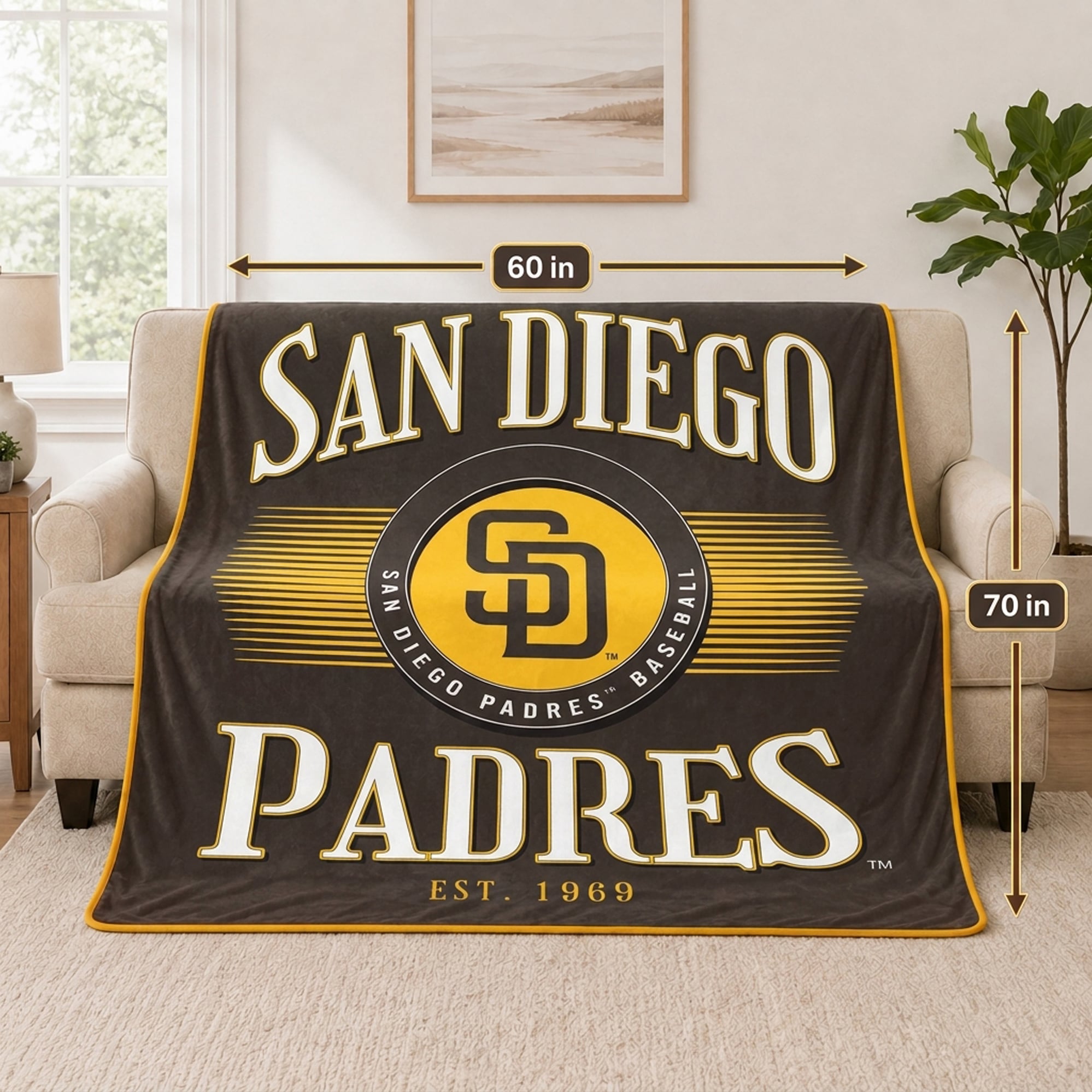 Pegasus San Diego Padres Spotlight Arch 60" x 70" Ultra Soft Throw Blanket