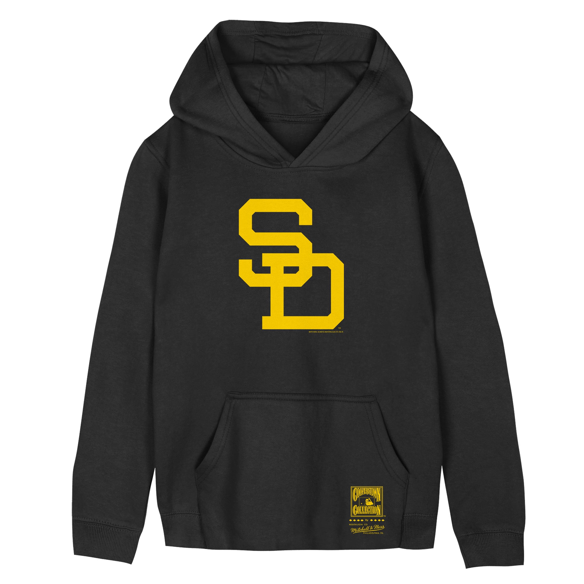 Sweat à capuche Mitchell & Ness noir logo rétro des Padres de San Diego pour enfants d'âge préscolaire