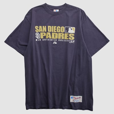 San Diego Padres Majestic 2000s T-shirt - Navy - L by Fanatics Real Vintage