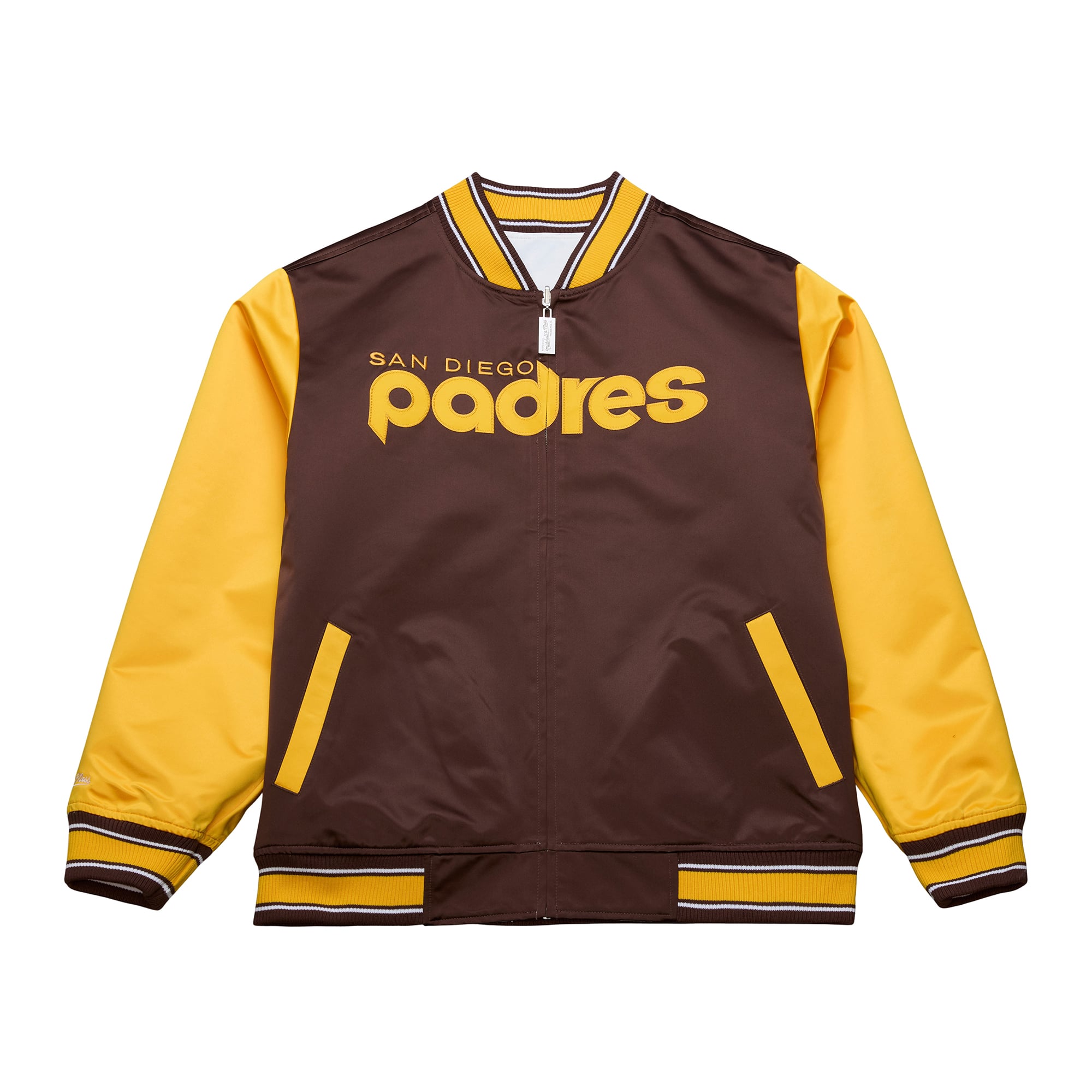 San Diego Padres White & Brown Reversible Satin Full-Zip Jacket