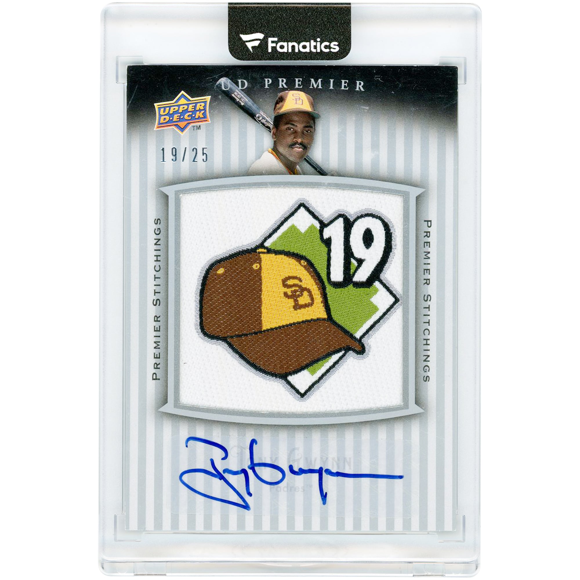 Tony Gwynn San Diego Padres Autographed 2008 Upper Deck Premier Stitching Autographs Jersey Match #PSTI-GW #19/25 Card