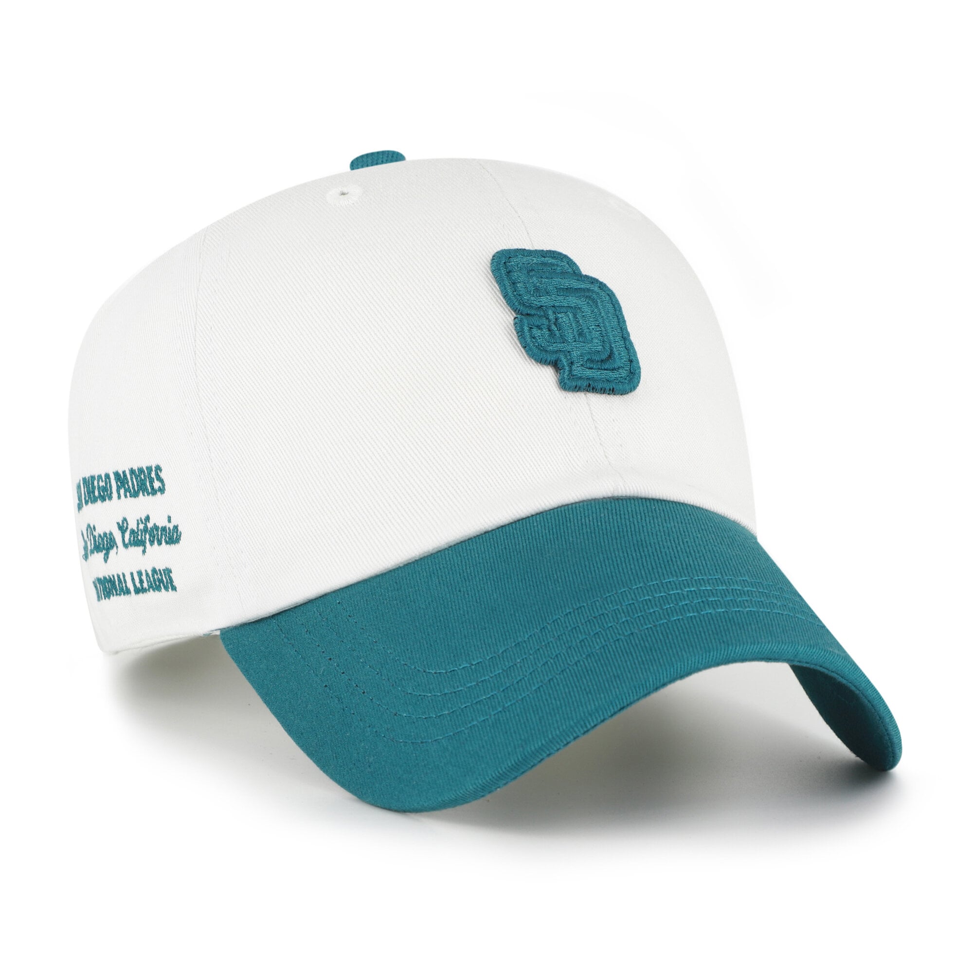 Unisex '47 White/Teal San Diego Padres Contemporary Tonal Clean Up Adjustable Hat