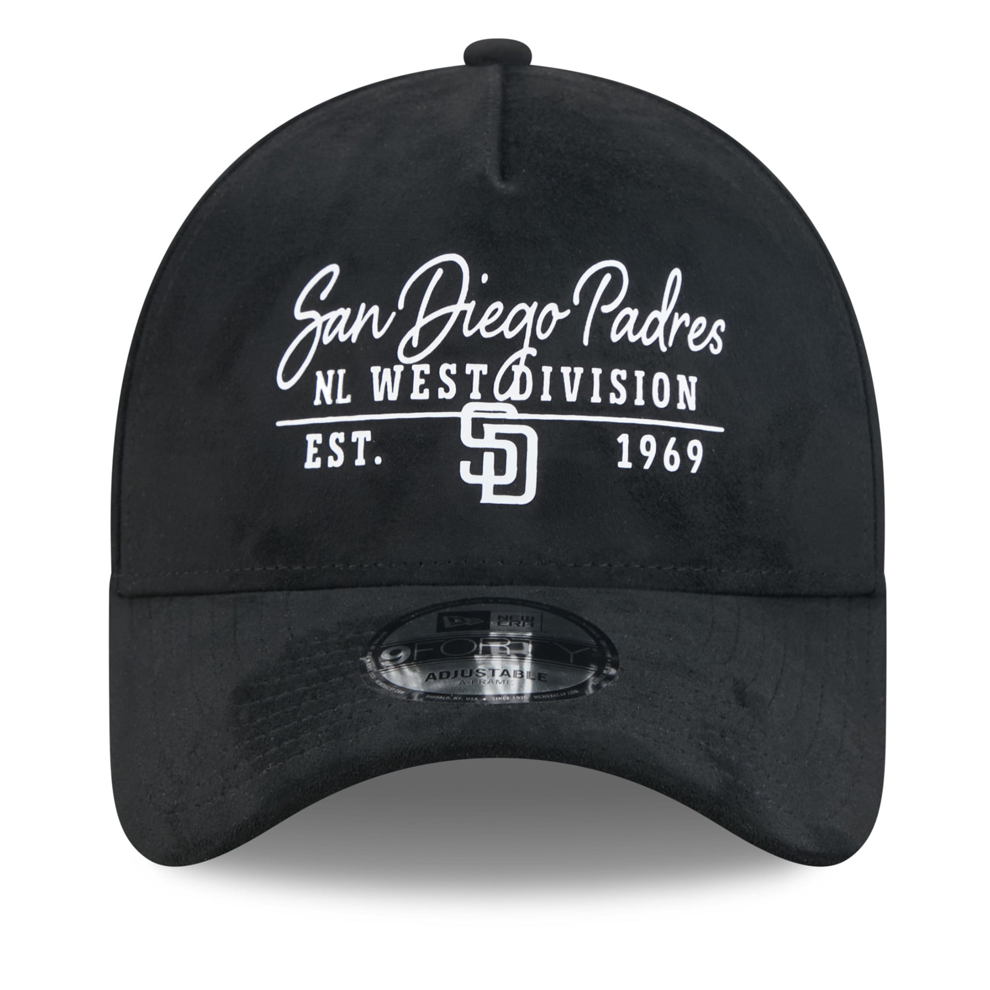 Unisex New Era Black San Diego Padres Script Text 9FORTY A-Frame Adjustable Hat