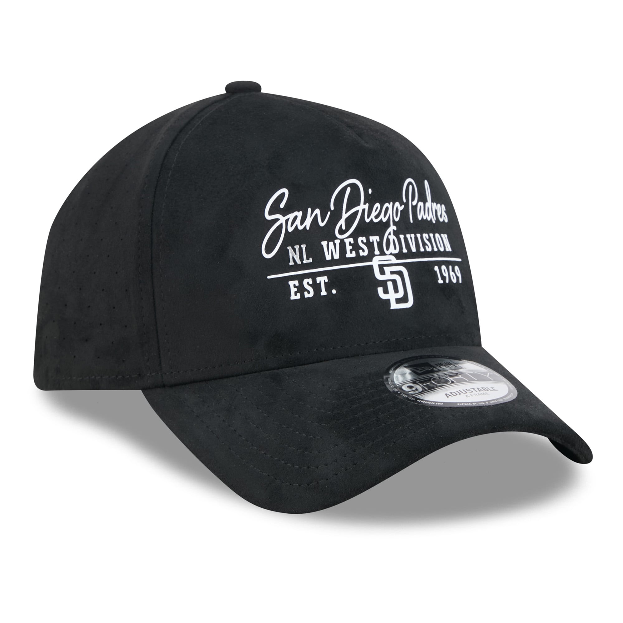 Unisex New Era Black San Diego Padres Script Text 9FORTY A-Frame Adjustable Hat