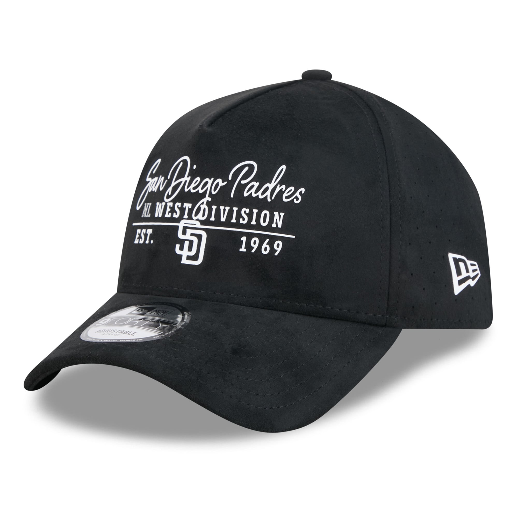 Unisex New Era Black San Diego Padres Script Text 9FORTY A-Frame Adjustable Hat