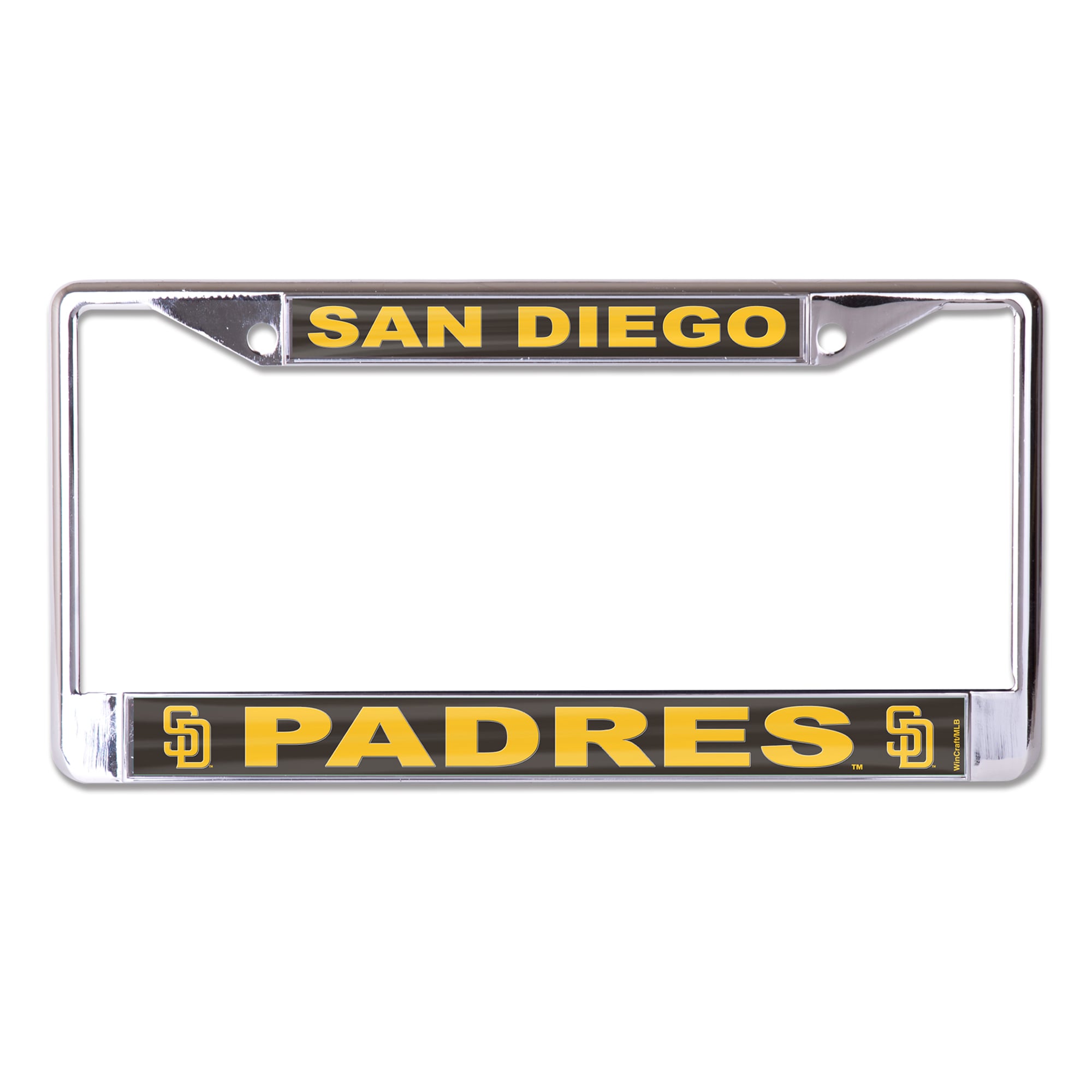 Cadre de plaque d'immatriculation en métal WinCraft avec logo secondaire des Padres de San Diego (taille S/L)