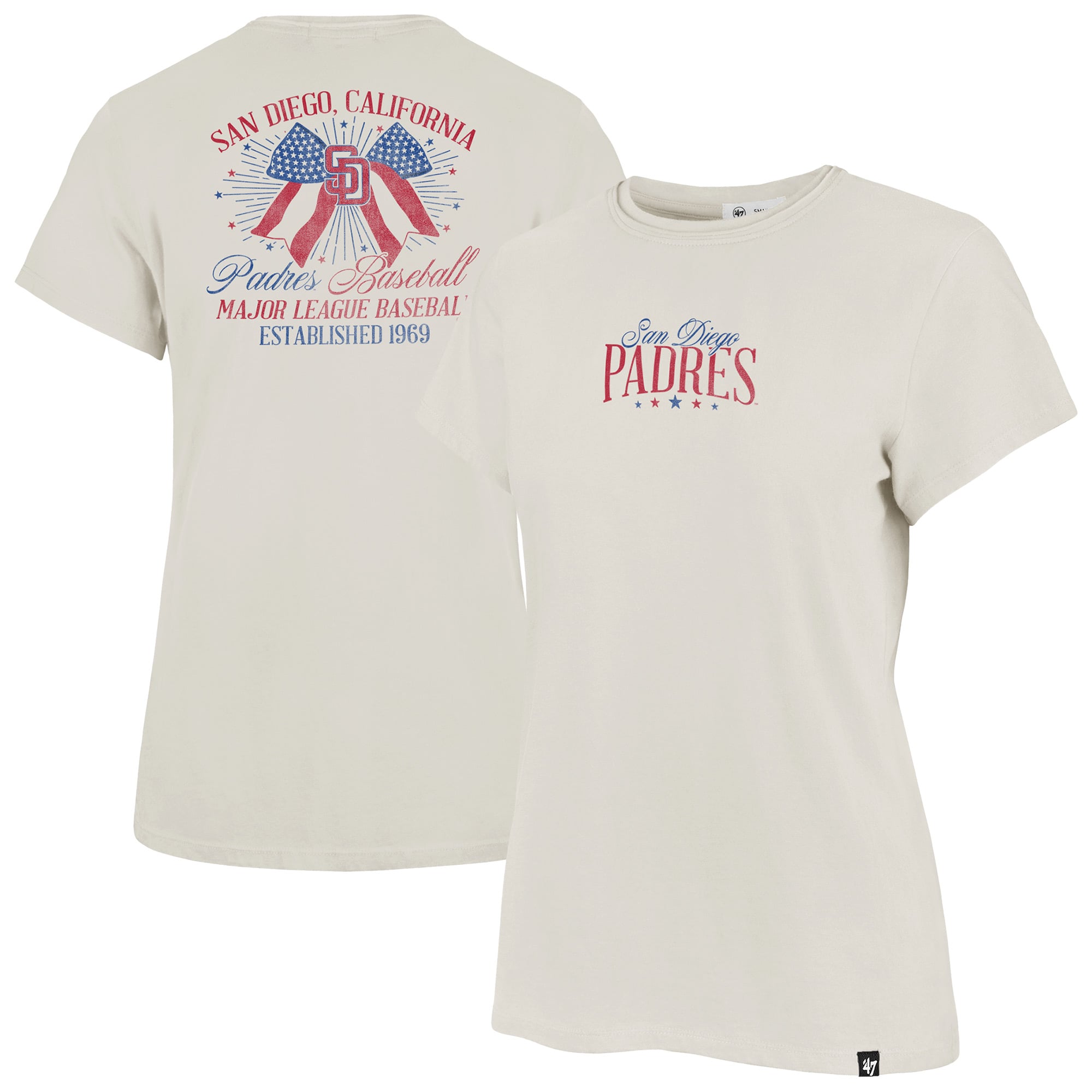 Women's '47 Cream San Diego Padres Bow Burst Frankie T-Shirt