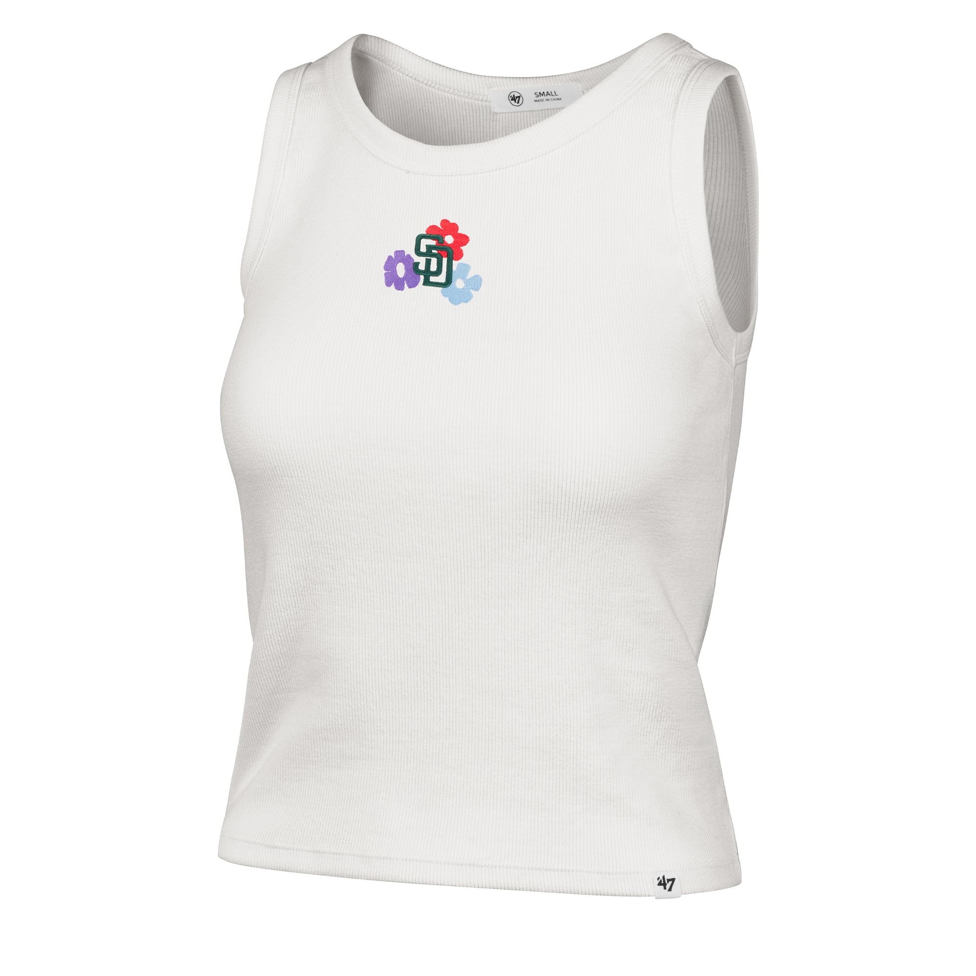 Women's '47 Cream San Diego Padres Floral Logo Ribbed Baby Tank Top