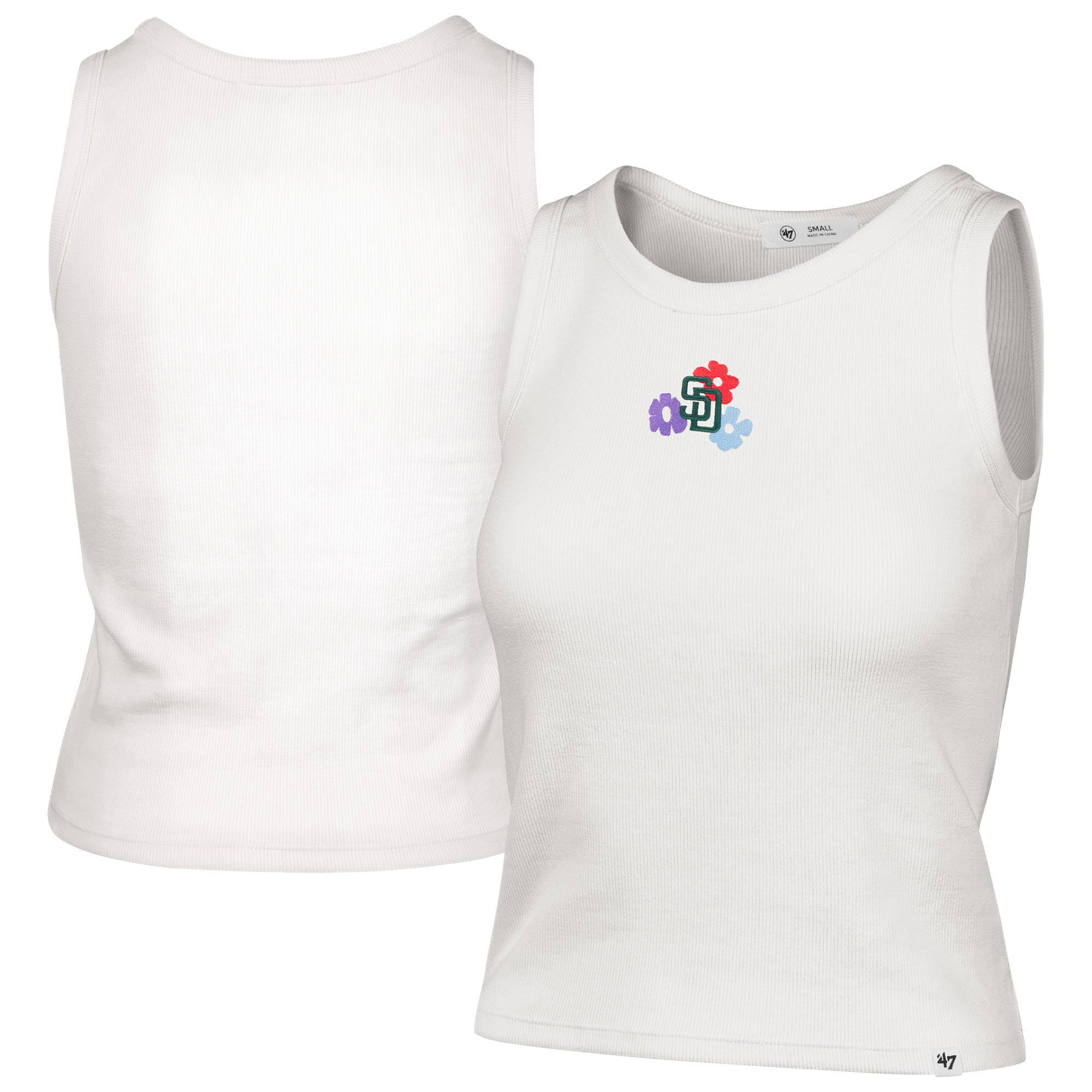 Women's '47 Cream San Diego Padres Floral Logo Ribbed Baby Tank Top