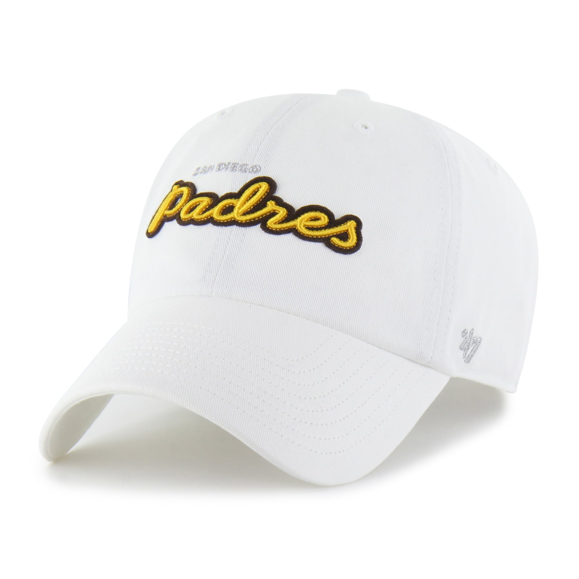 Women's '47 White San Diego Padres Trendy Script Clean Up Adjustable Hat