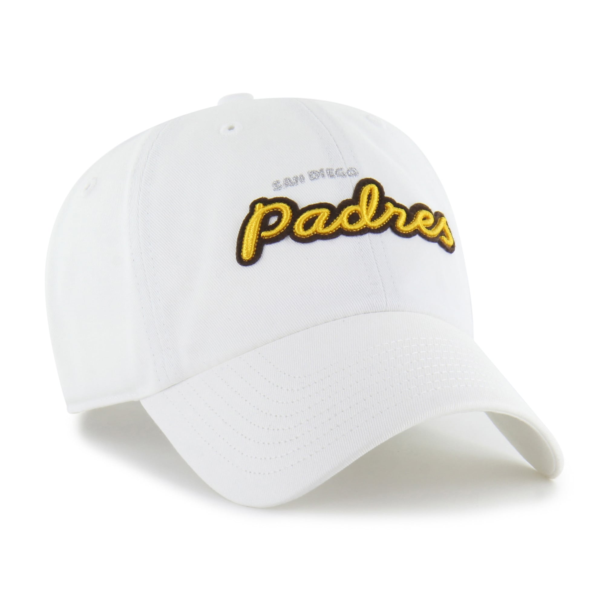 Women's '47 White San Diego Padres Trendy Script Clean Up Adjustable Hat
