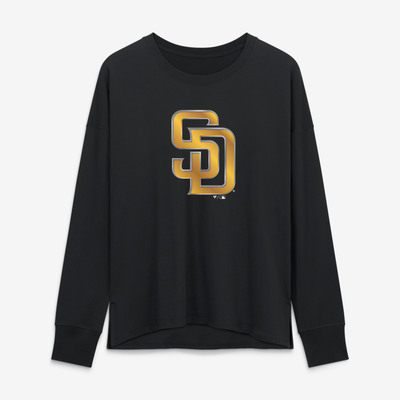 San Diego Padres Women's Metallic Mascot Long Sleeve T-Shirt - Black