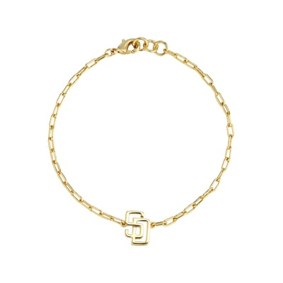  San Diego Padres by Jill Martin Women's Classic Paperclip Bracelet - Gold