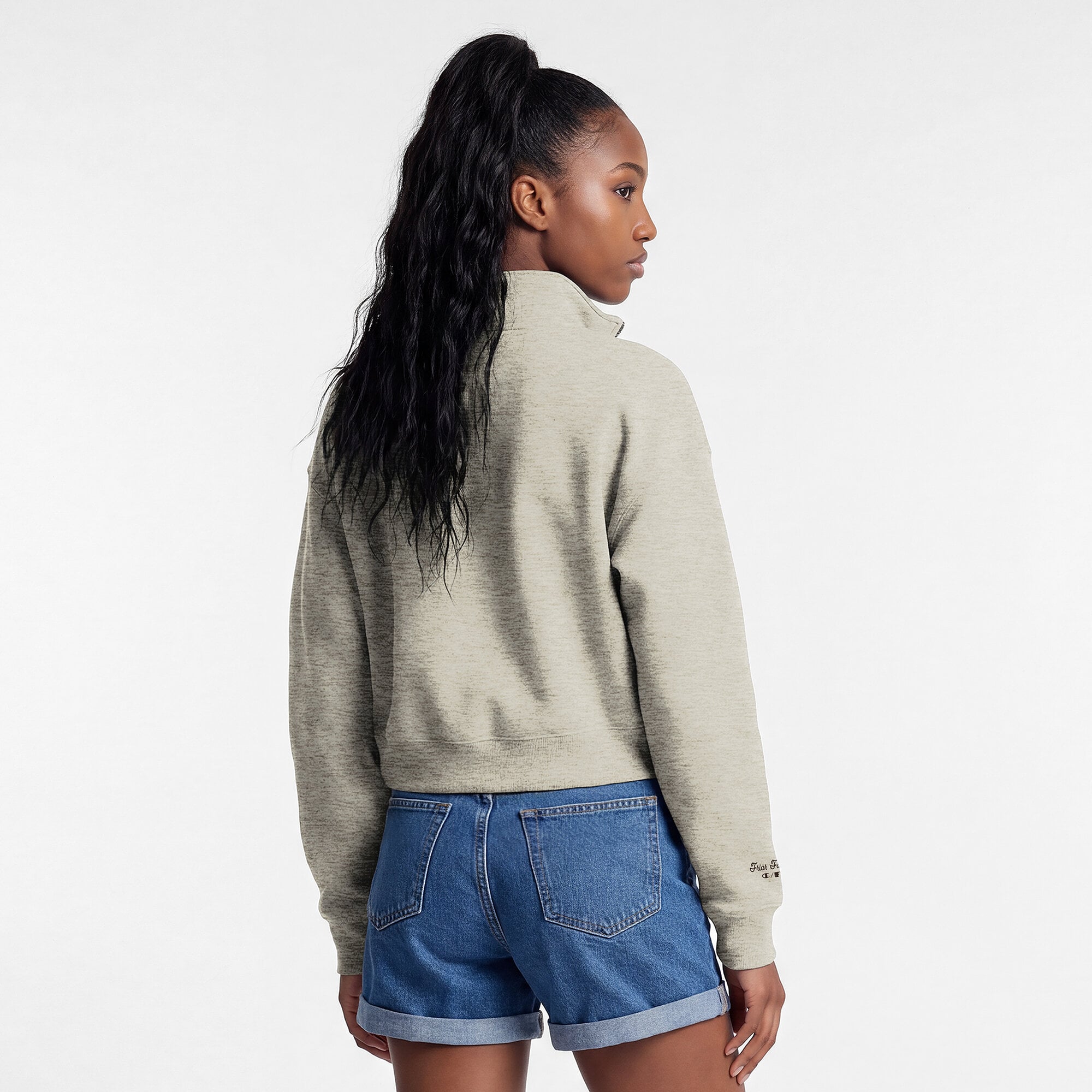 Pull court à col zippé Champion crème San Diego Padres Triumph en polaire mélangée pour femme