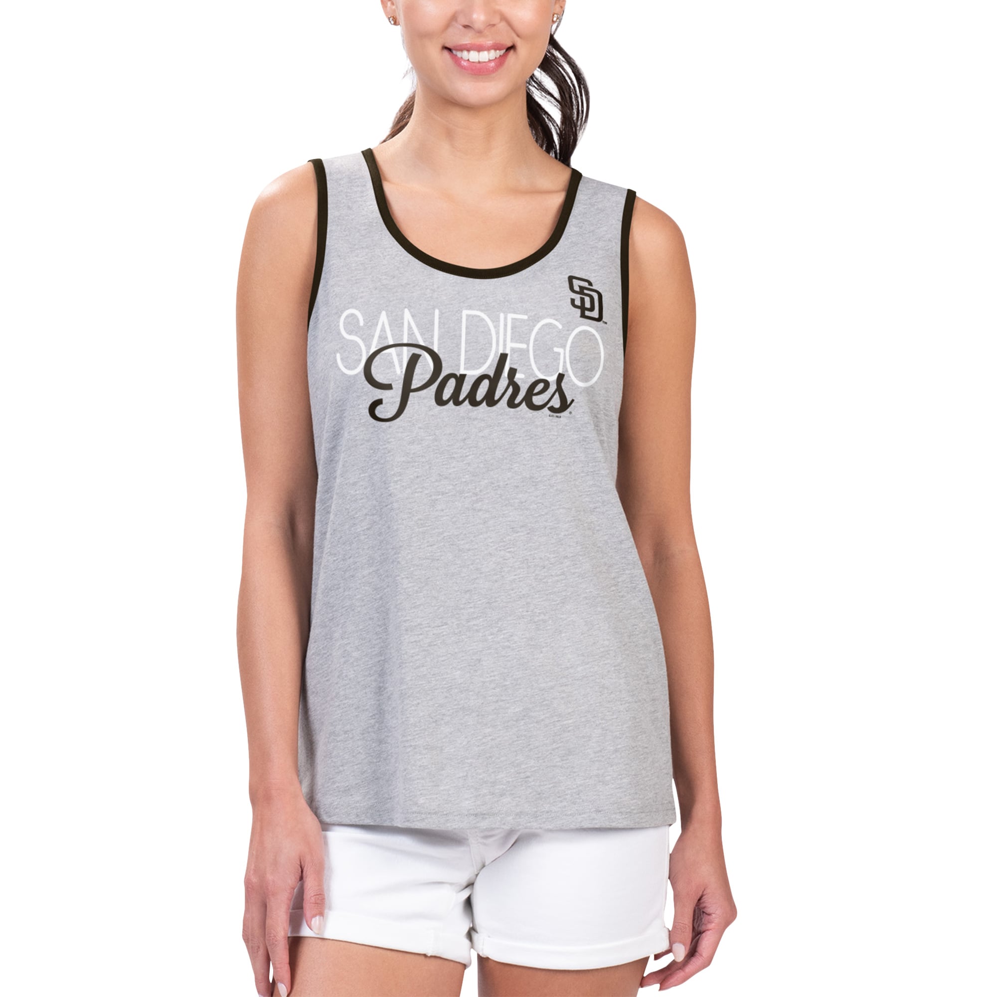 Débardeur G-III 4Her par Carl Banks pour femmes, gris, San Diego Padres Fastest Lap