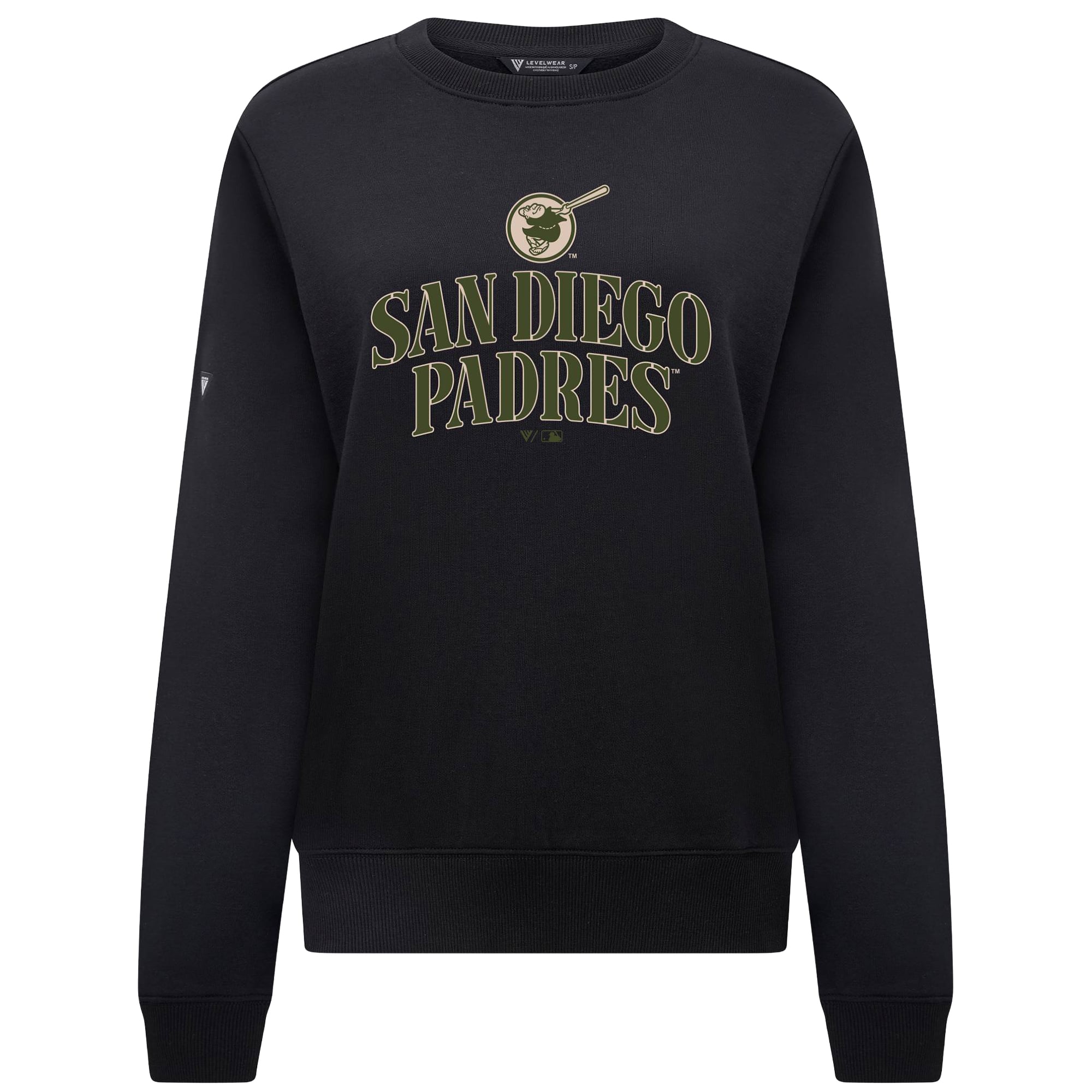Women's Levelwear Black San Diego Padres 2026 Armed Forces Day Yvette Stencil Art Tri-Blend Sweatshirt