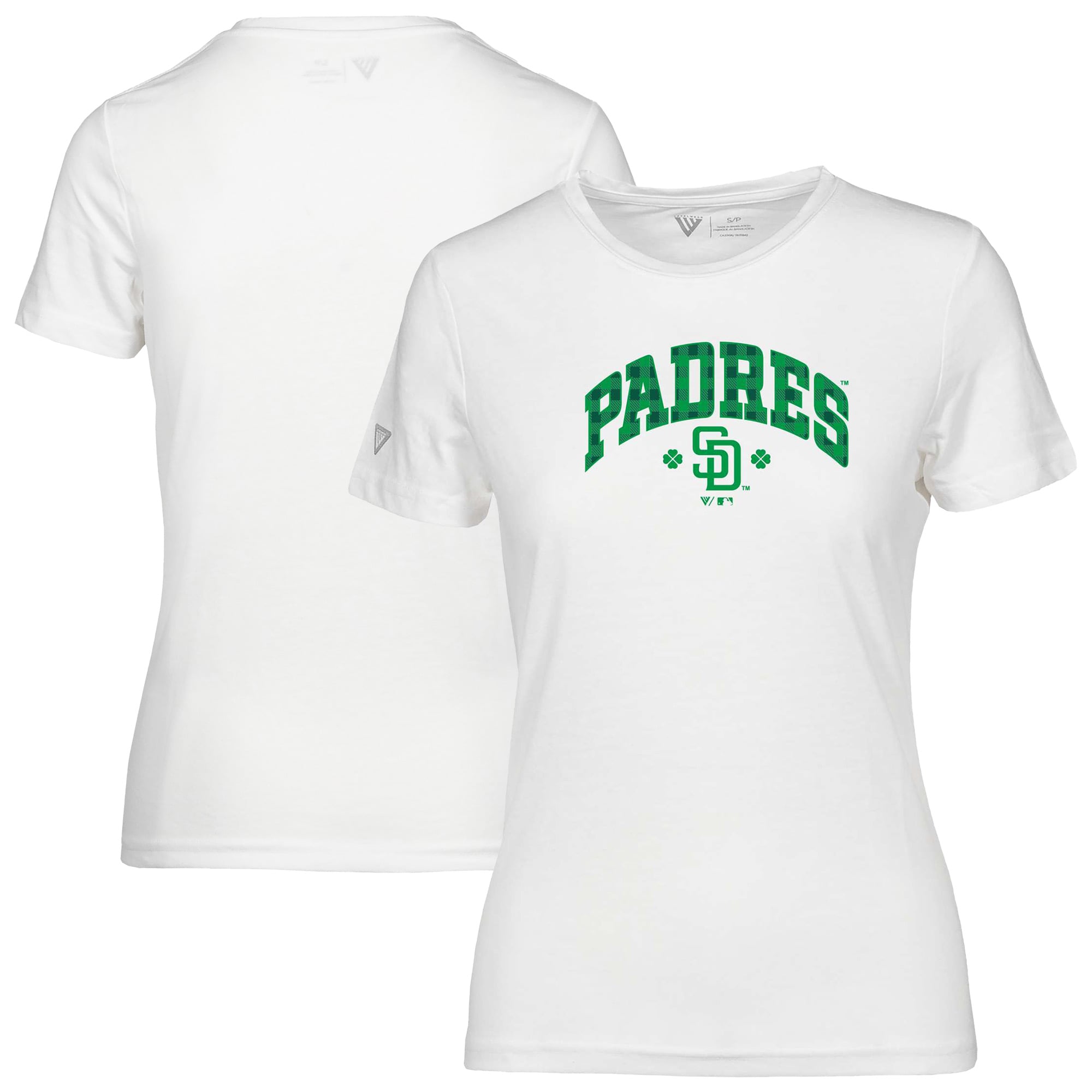 T-shirt à carreaux Maddox gris pour femme des Padres de San Diego la Saint-Patrick