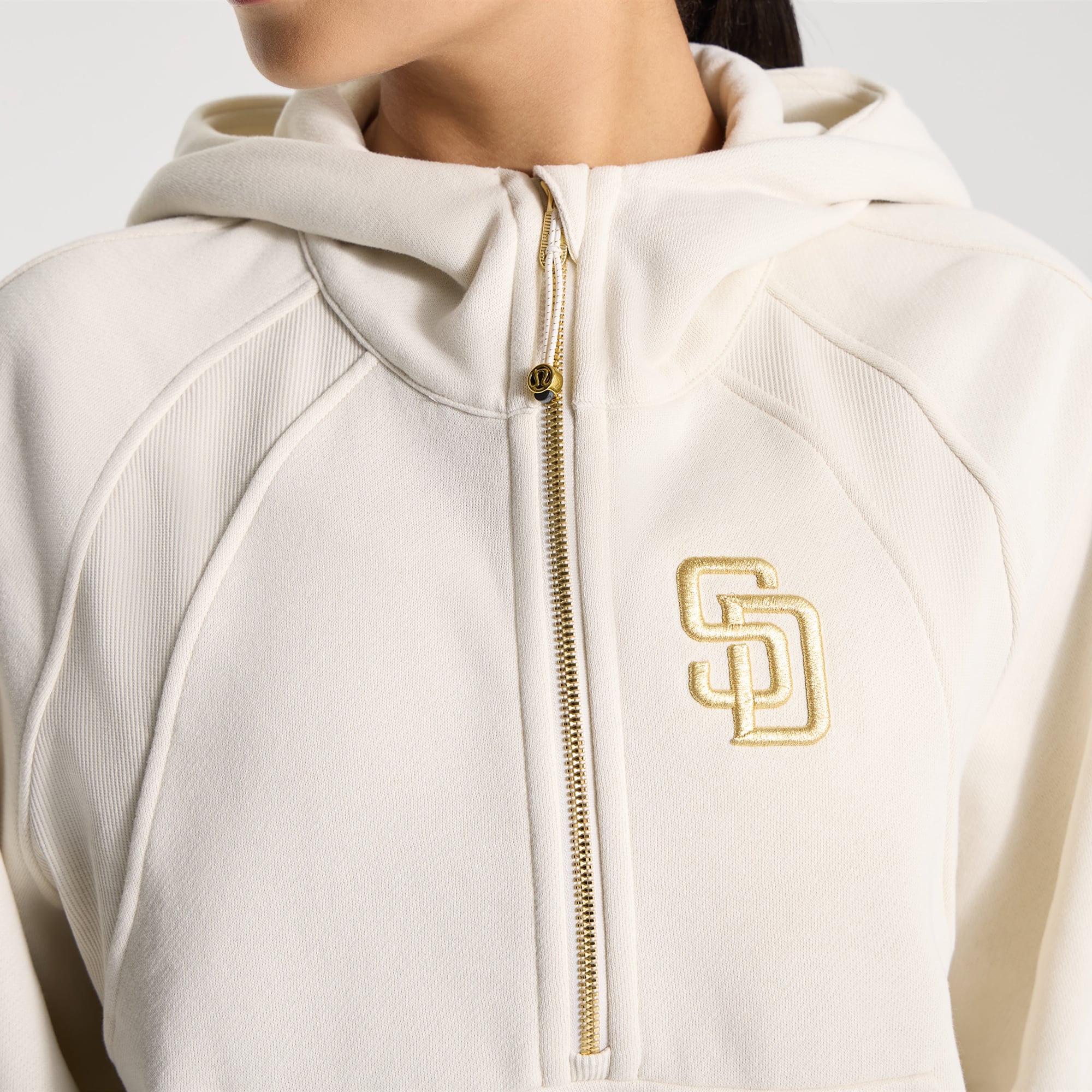 Women's lululemon Light Ivory San Diego Padres Scuba Oversized Half-Zip Hoodie