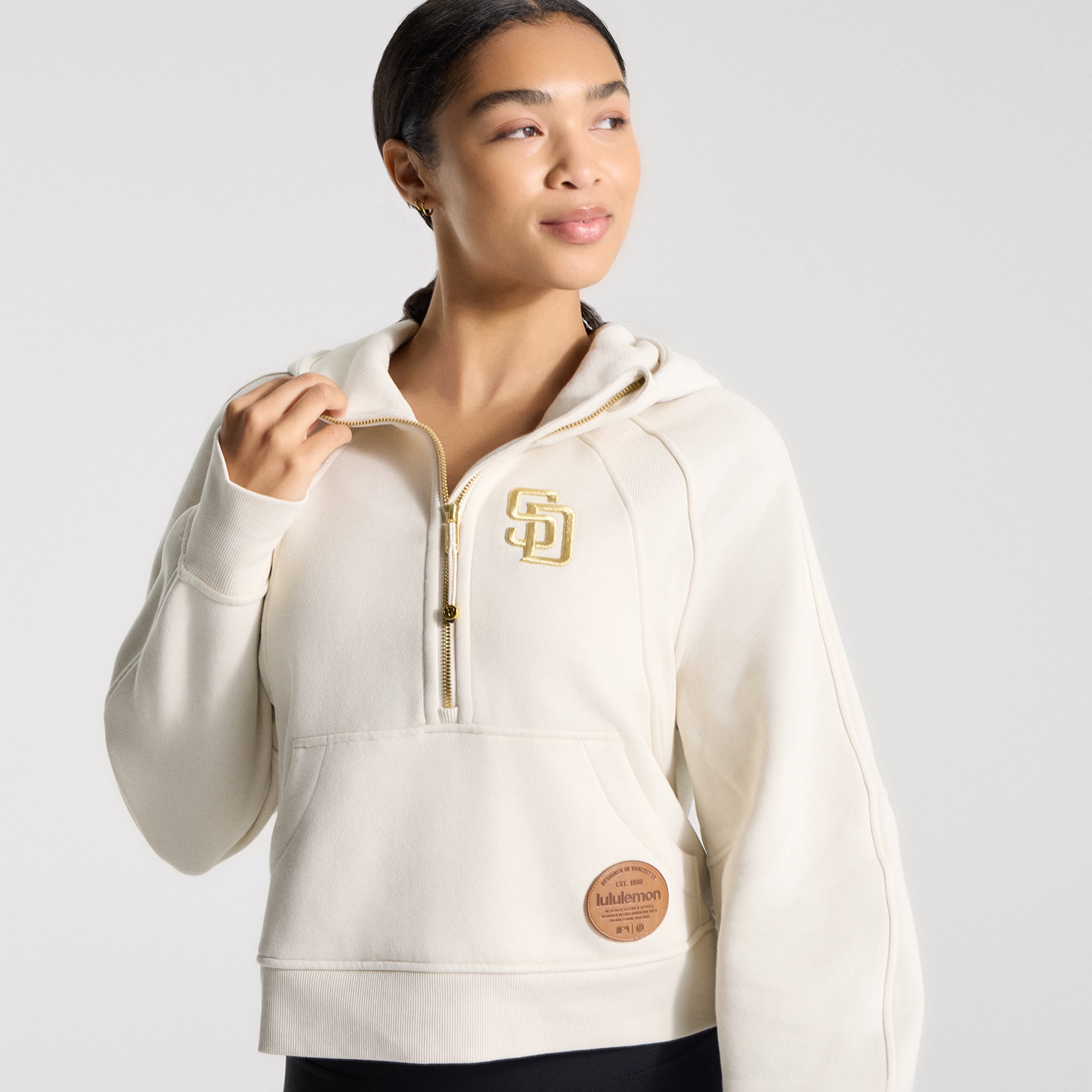 Women's lululemon Light Ivory San Diego Padres Scuba Oversized Half-Zip Hoodie