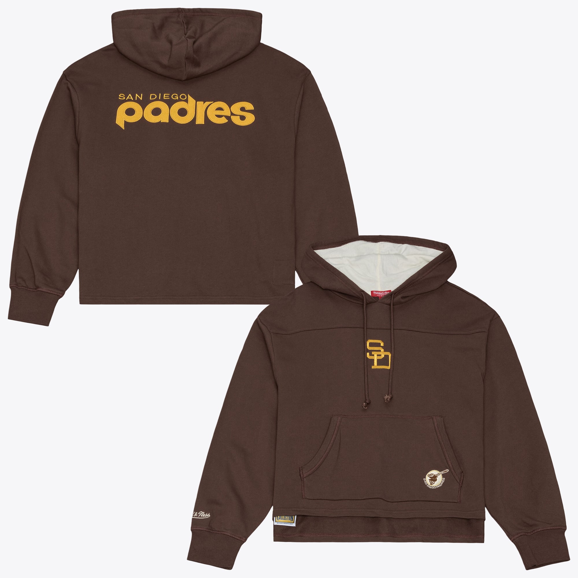 Women's Mitchell & Ness Brown San Diego Padres Cooperstown Collection Retro Roots Pullover Hoodie