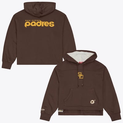 San Diego Padres Mitchell & Ness Women's Cooperstown Collection Retro Roots Pullover Hoodie - Brown
