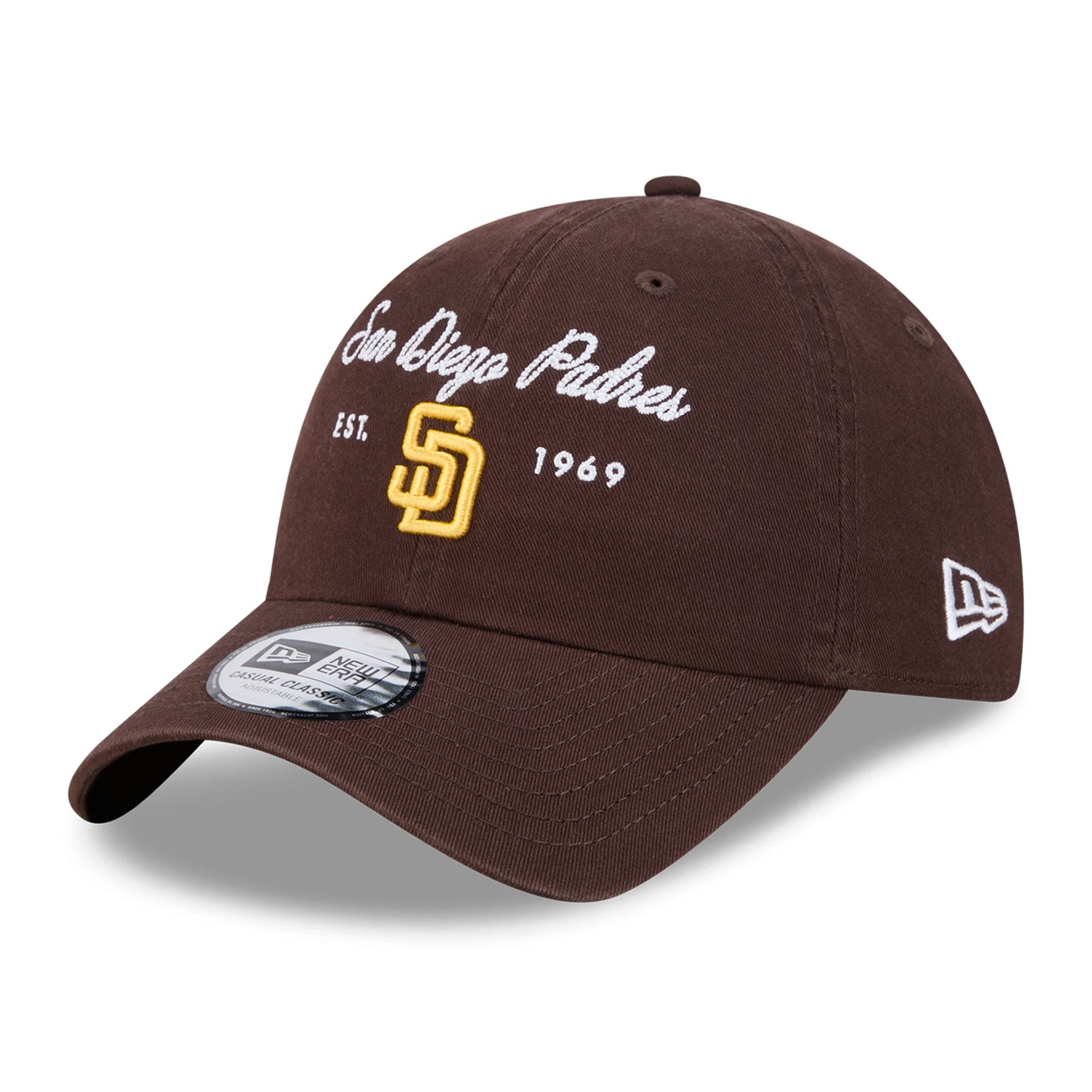 Casquette New Era marron pour femme, logo San Diego Padres, style classique décontracté et ajustable