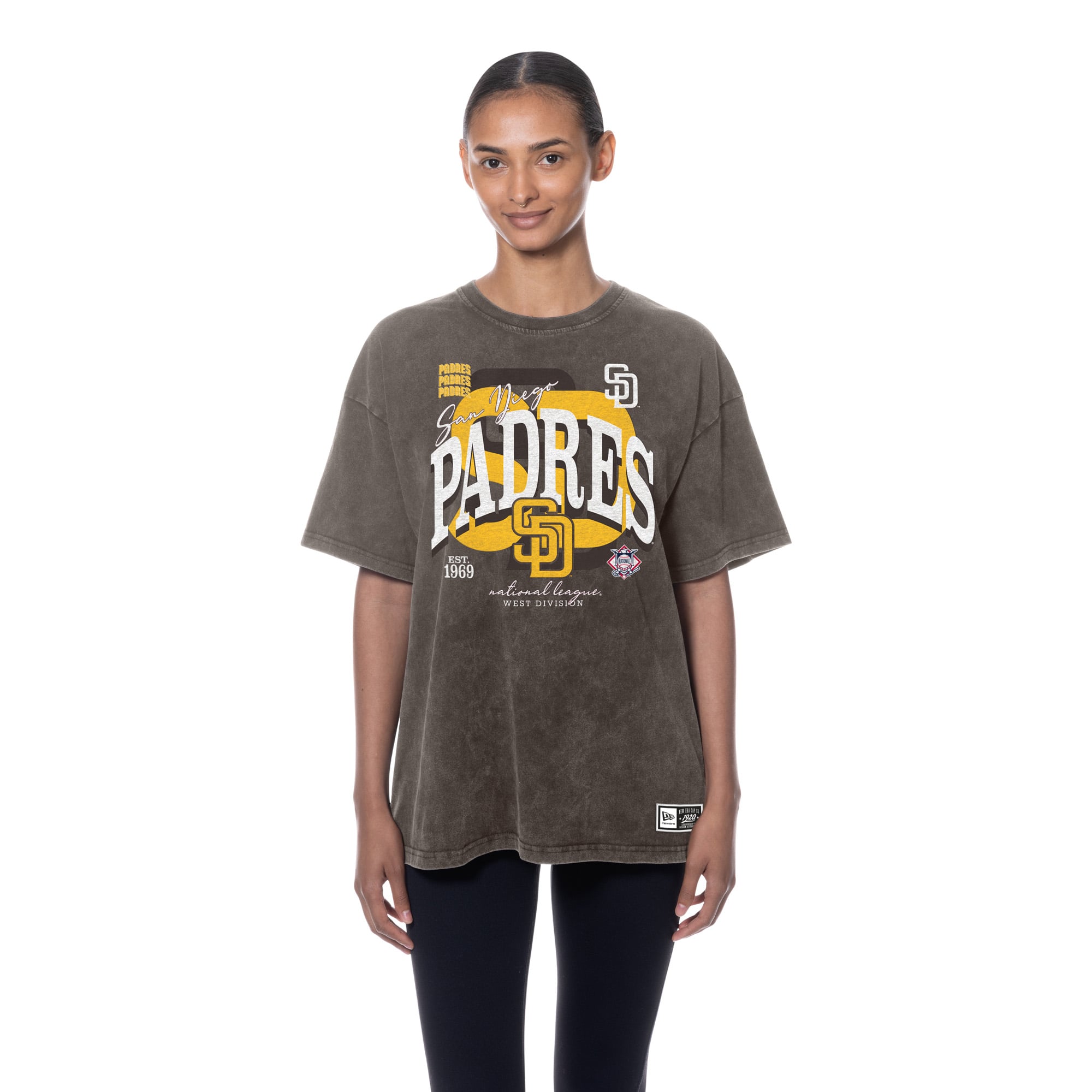 T-shirt boyfriend marron New Era San Diego Padres Throwback à délavage minéral pour femme