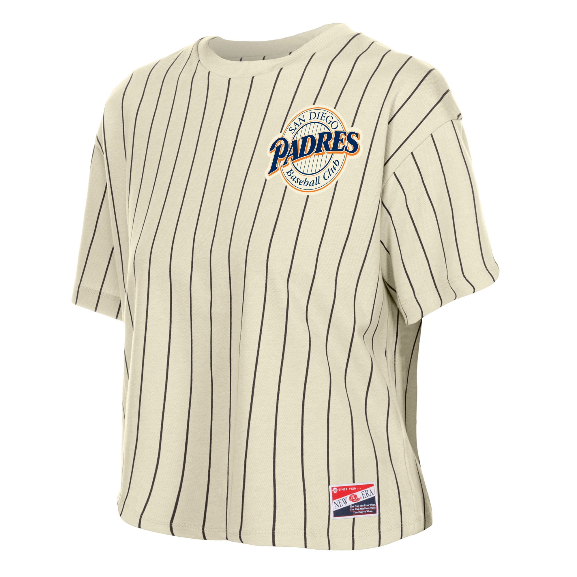 T-shirt New Era crème pour femme, style rétro, San Diego Padres