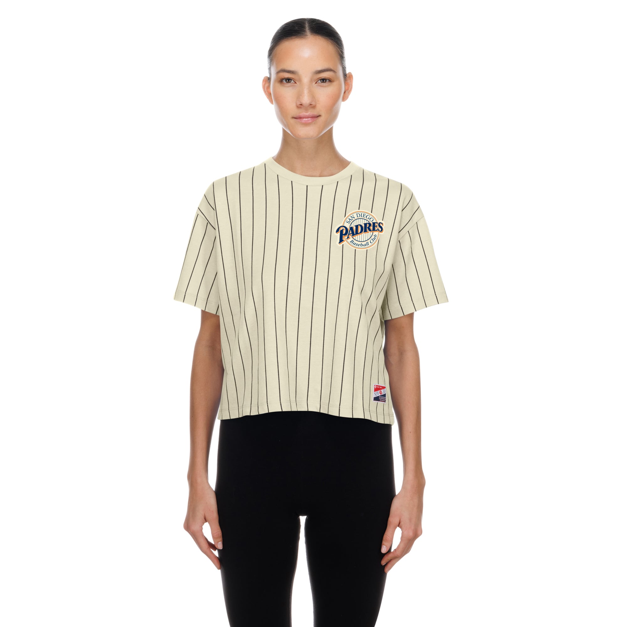T-shirt New Era crème pour femme, style rétro, San Diego Padres