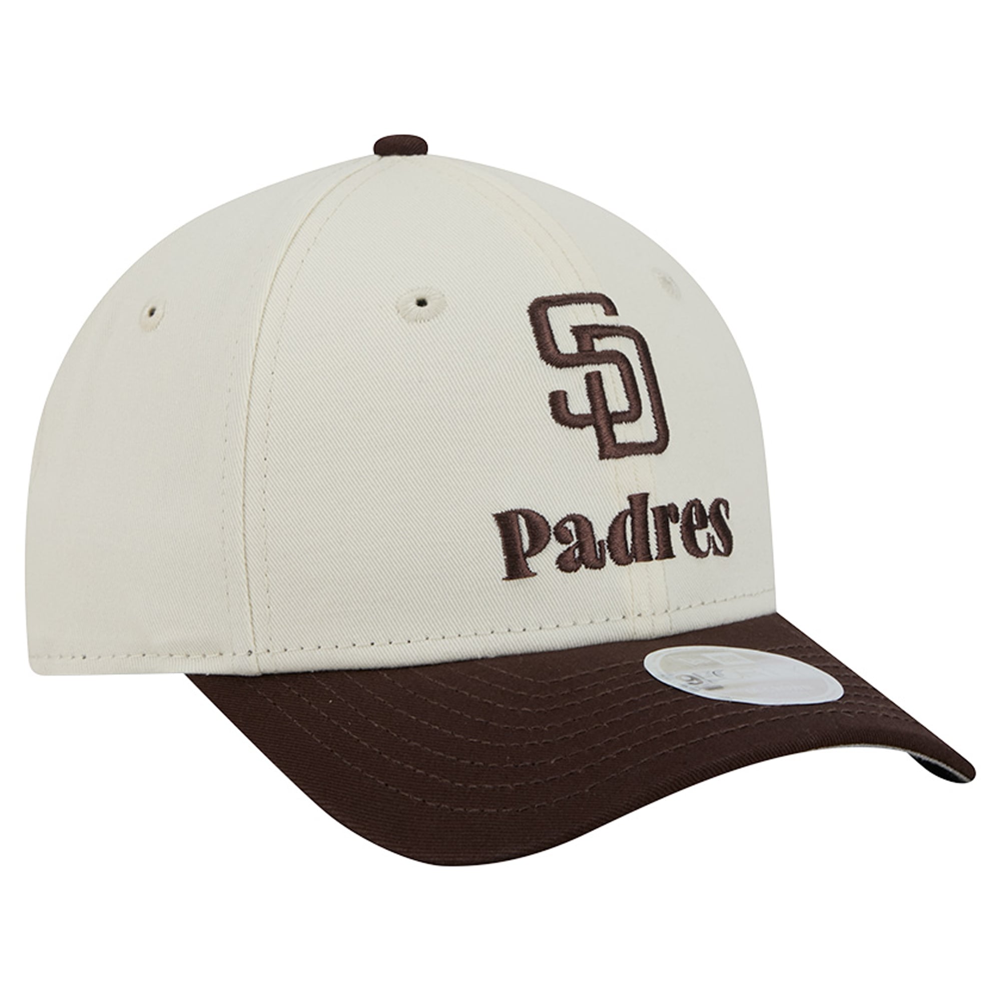 Casquette ajustable New Era crème/marron San Diego Padres Primary 9FORTY M-Crown pour femme