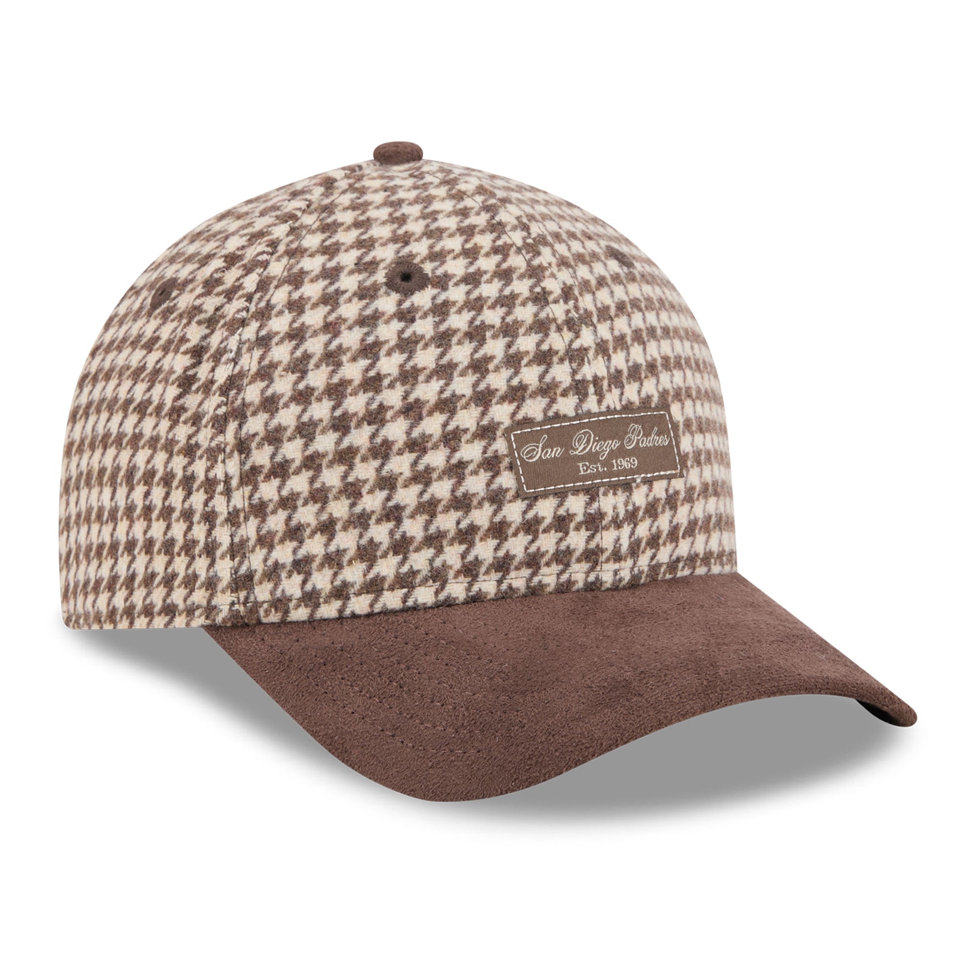 Casquette ajustable New Era 9FORTY M-Crown marron clair pour femme, San Diego Padres, en fausse laine.
