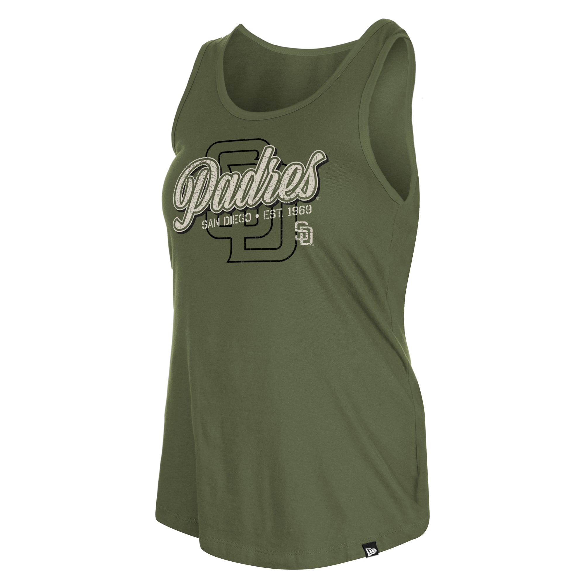 Débardeur New Era olive pour femme, San Diego Padres 2026, Journée des forces armées