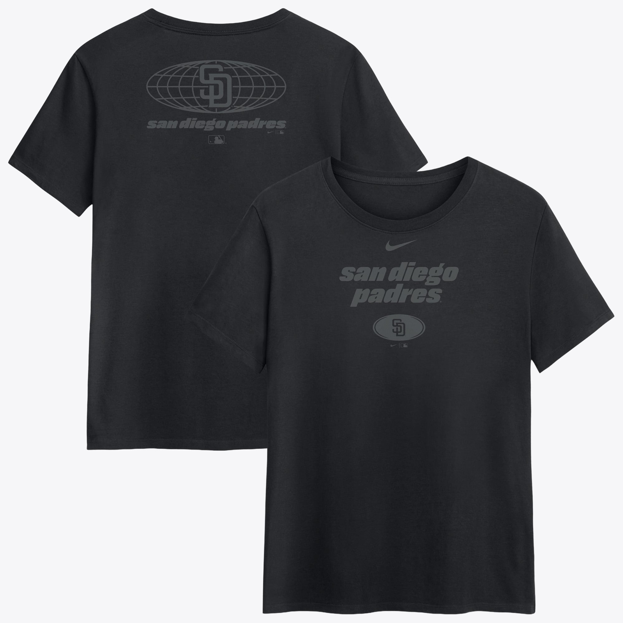 Women's Nike Black San Diego Padres Globe Logo T-Shirt