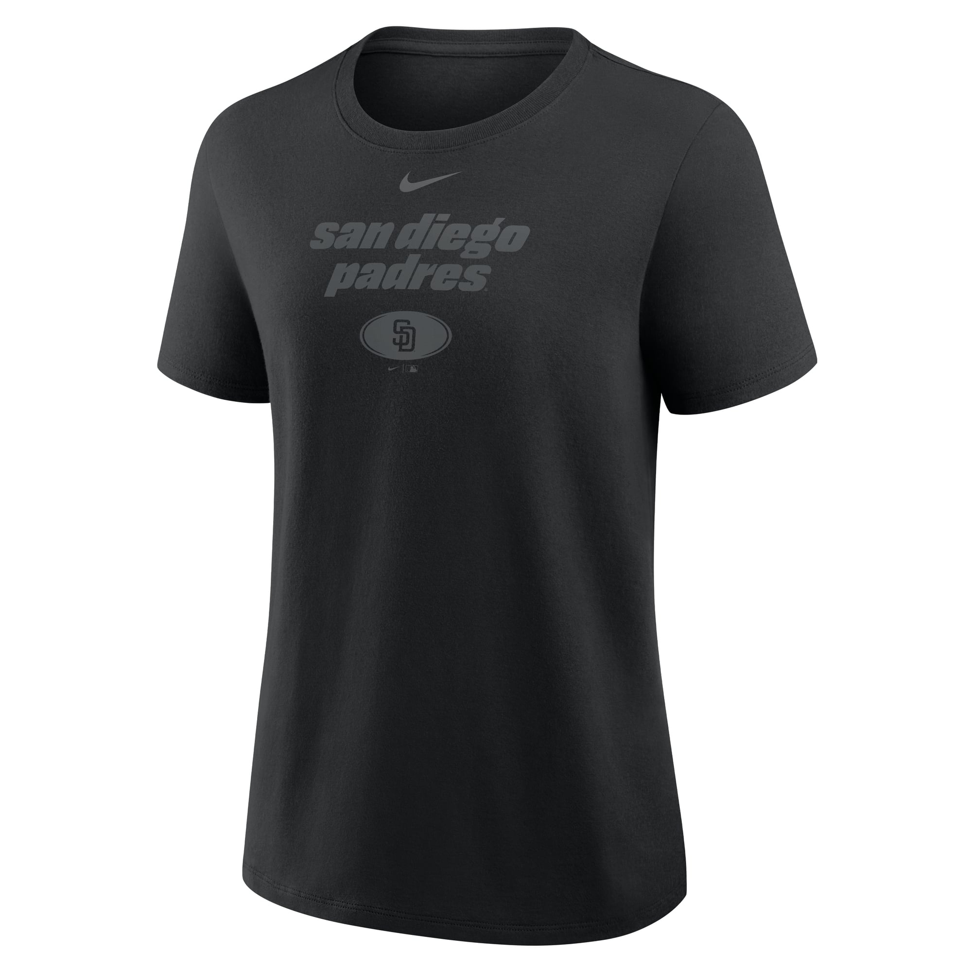 Women's Nike Black San Diego Padres Globe Logo T-Shirt