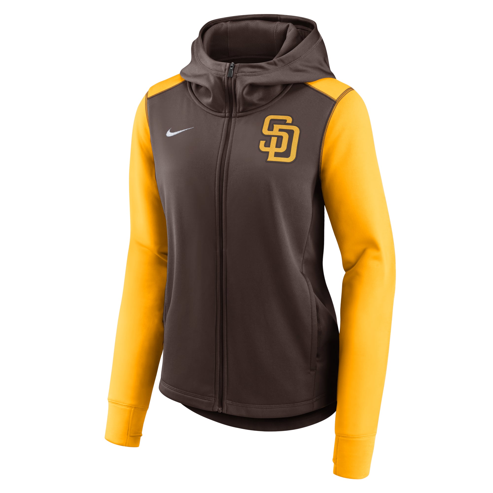 Sweat à capuche zippé Nike marron/or San Diego Padres Authentic Collection pour femme