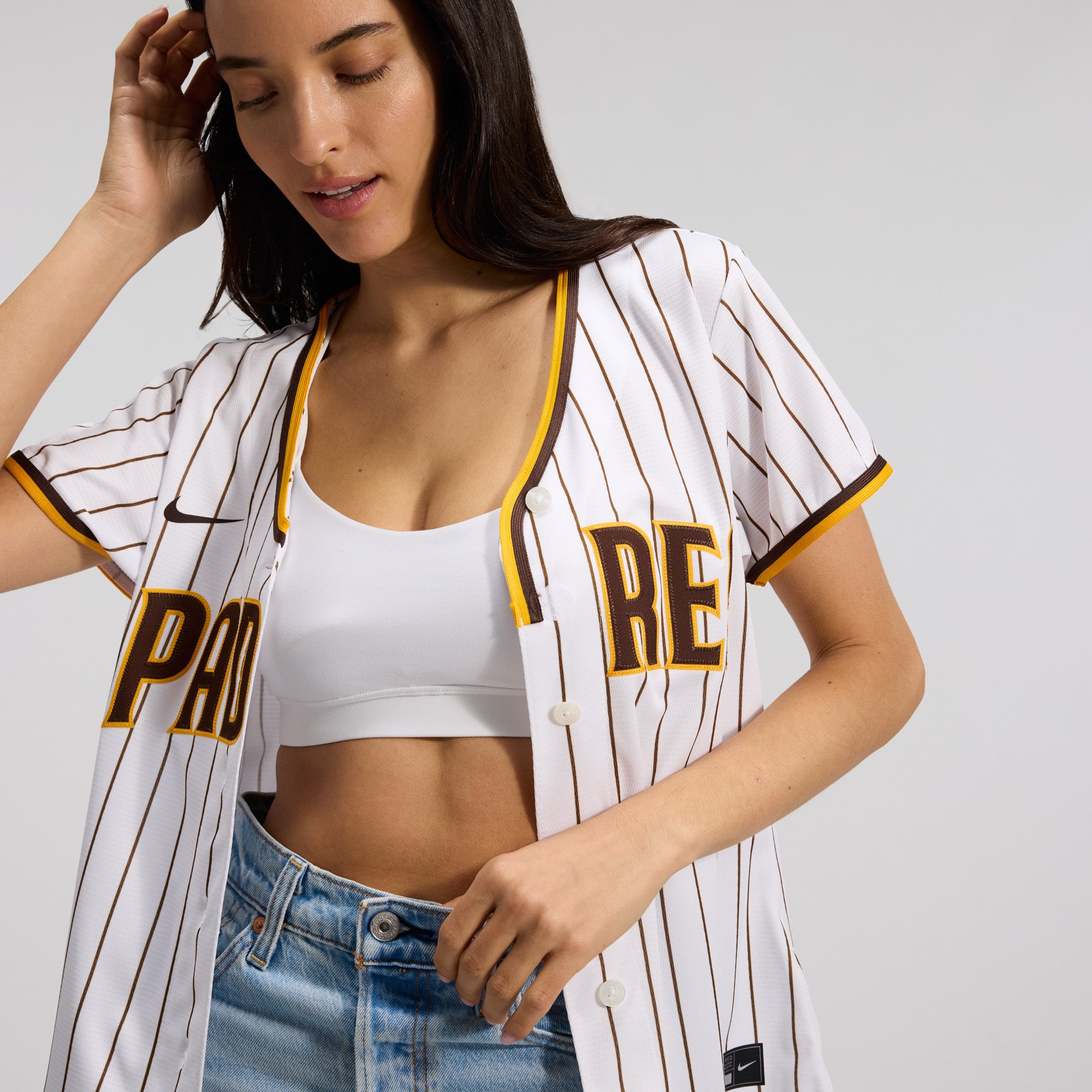 Maillot réplique domicile Nike blanc pour femme des Padres de San Diego