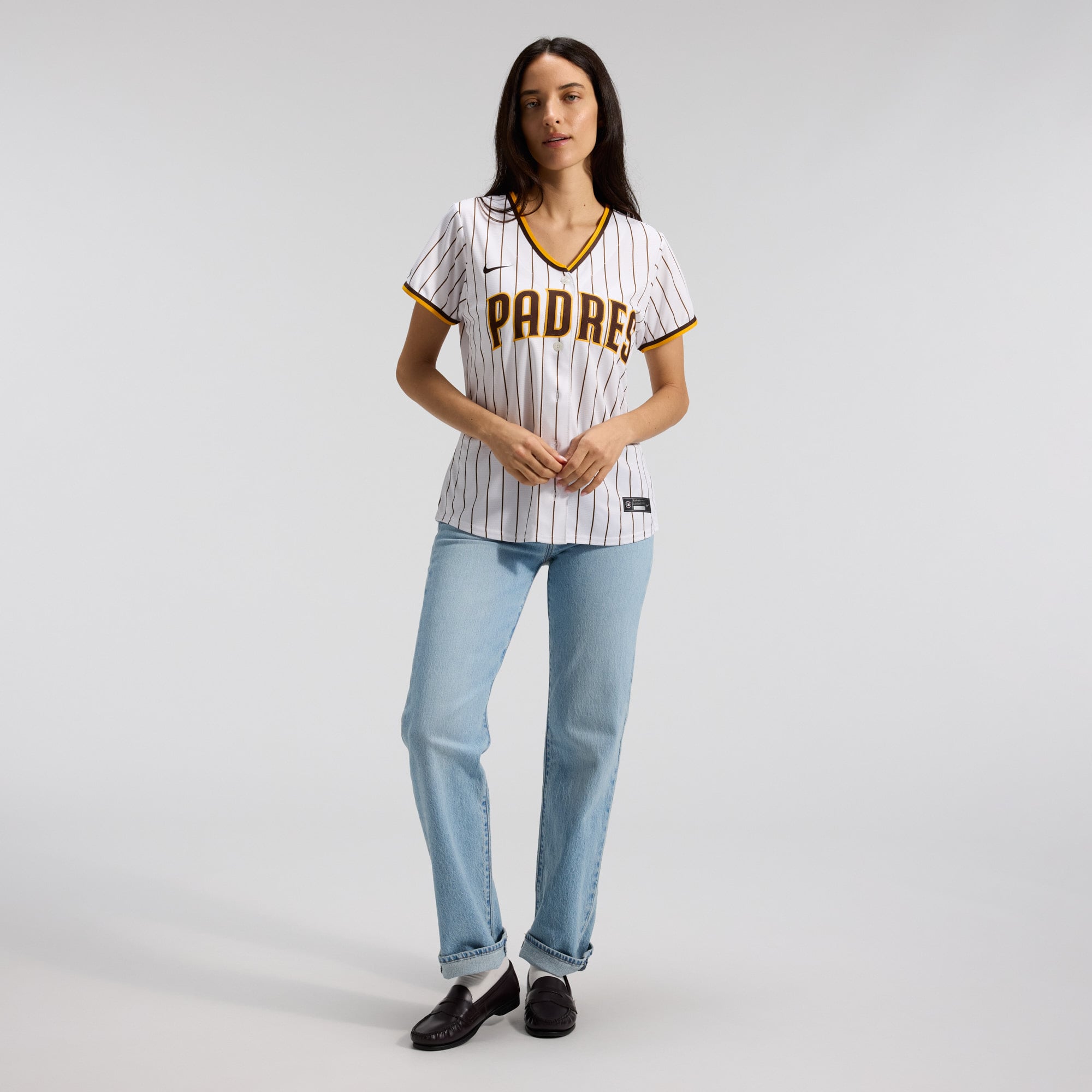Maillot réplique domicile Nike blanc pour femme des Padres de San Diego