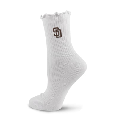  San Diego Padres PRO Compression Logo Lettuce Hem Quarter Socks - White