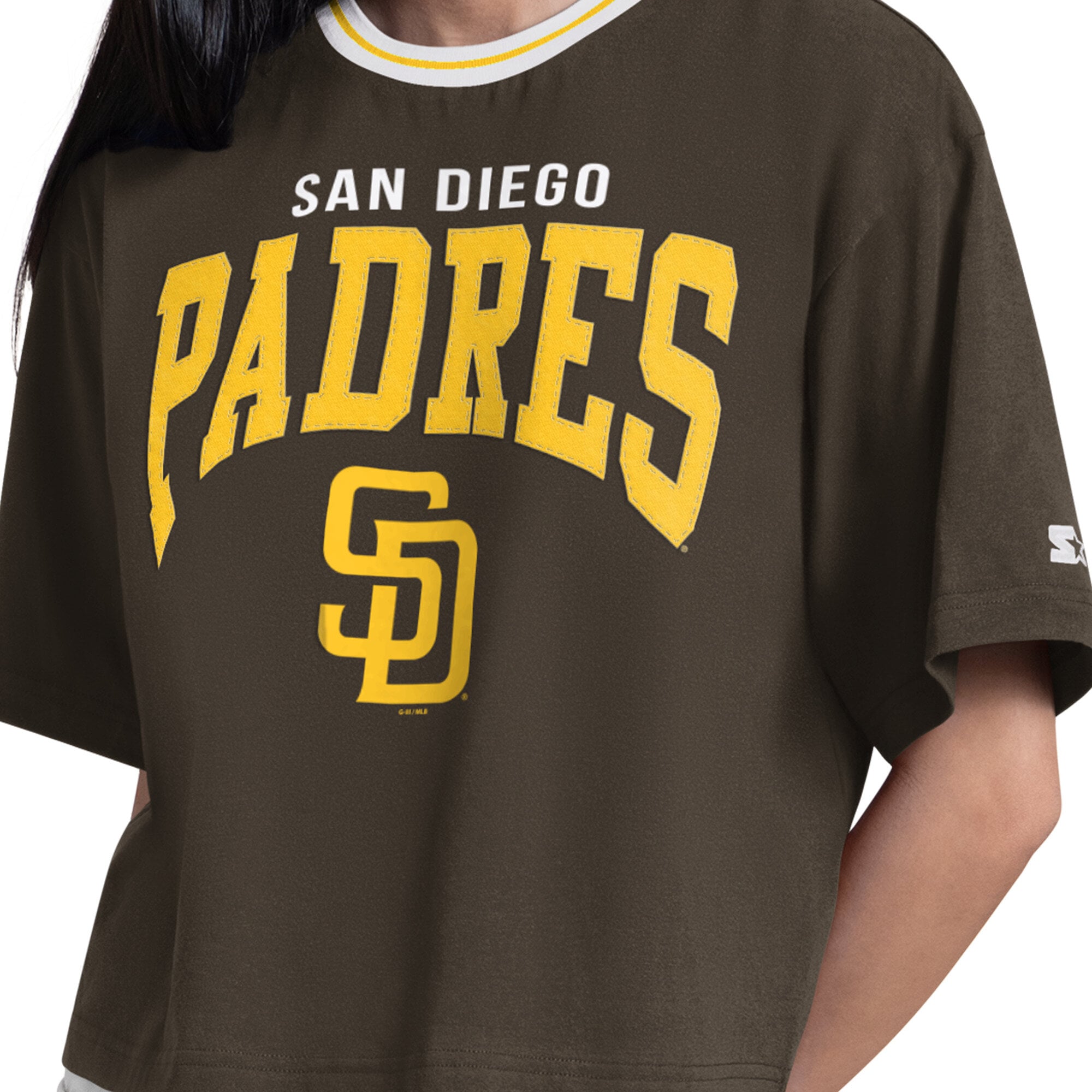 T-shirt court Starter marron pour femmes, San Diego Padres Ace