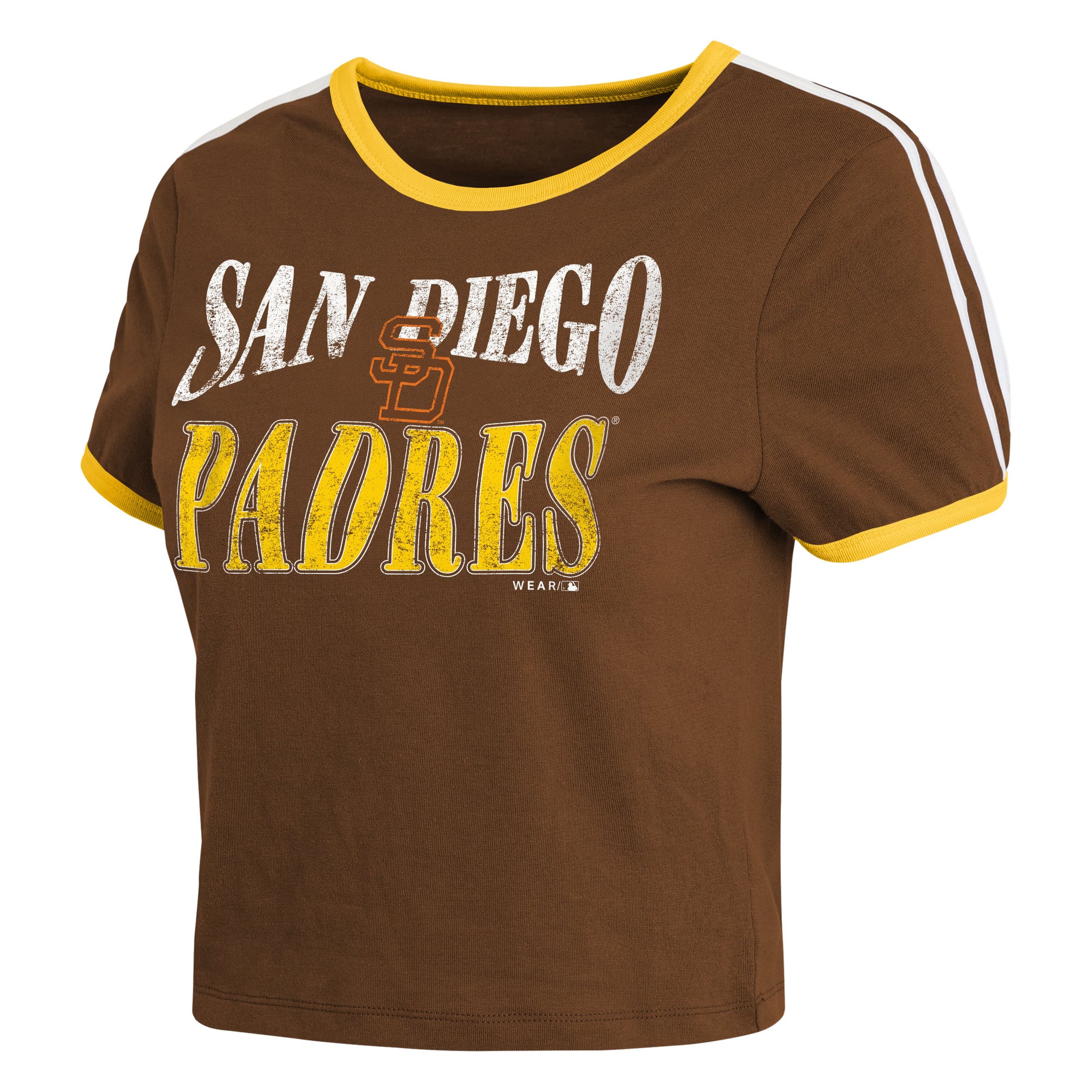 T-shirt court rétro à manches courtes pour femme WEAR by Erin Andrews Brown San Diego Padres