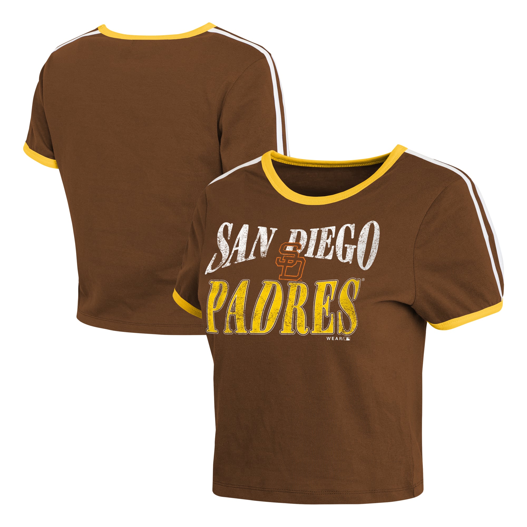 T-shirt court rétro à manches courtes pour femme WEAR by Erin Andrews Brown San Diego Padres