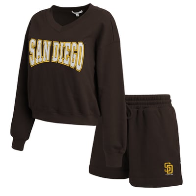 San Diego Padres WEAR by Erin Andrews Women's Fleece V-Neck Set - Brown
