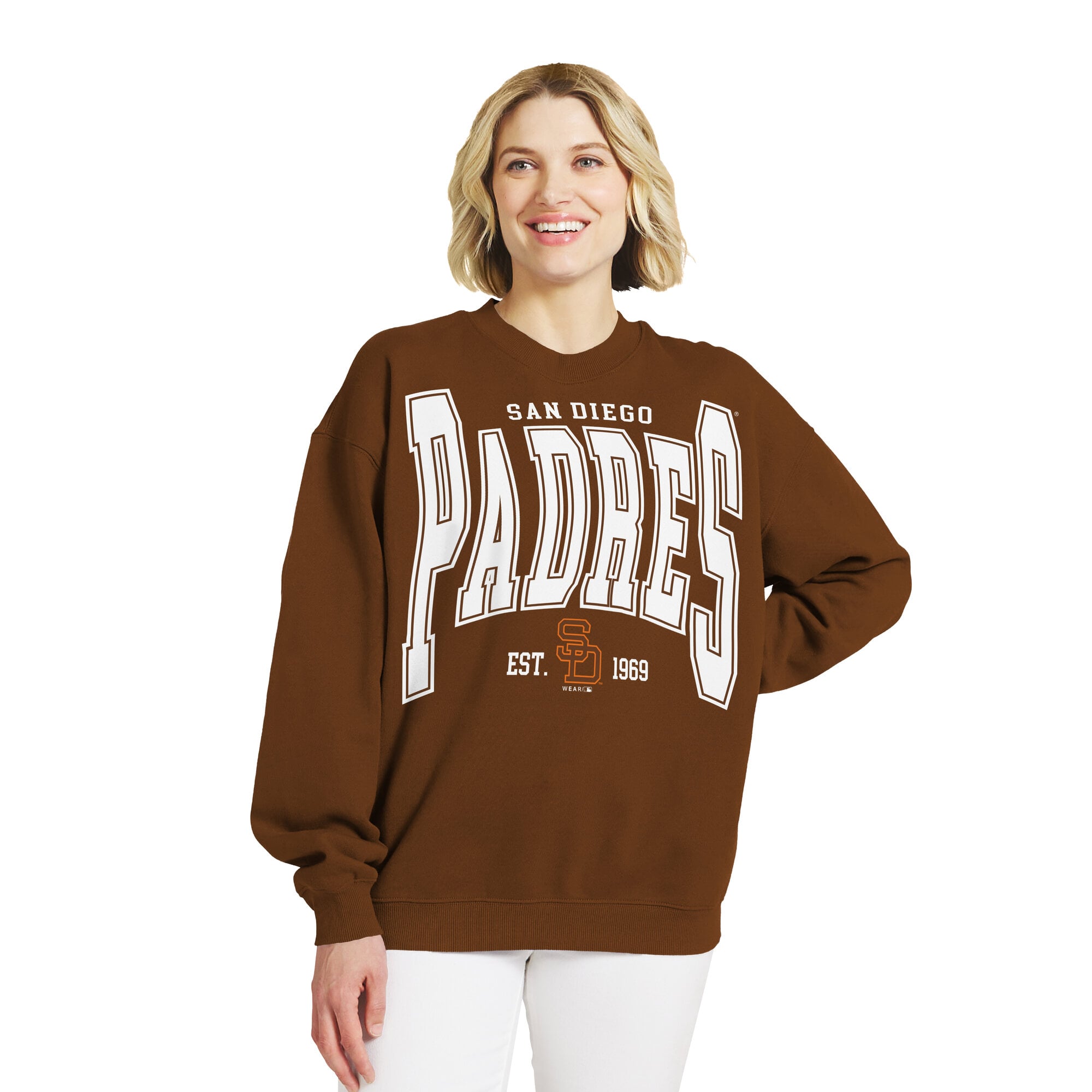 Sweat-shirt polaire oversize des Padres de San Diego, collection femme WEAR by Erin Andrews Brown