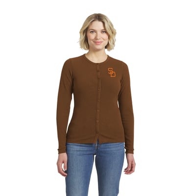 San Diego Padres WEAR by Erin Andrews Women's Rib Button-Up Sweater - Brown